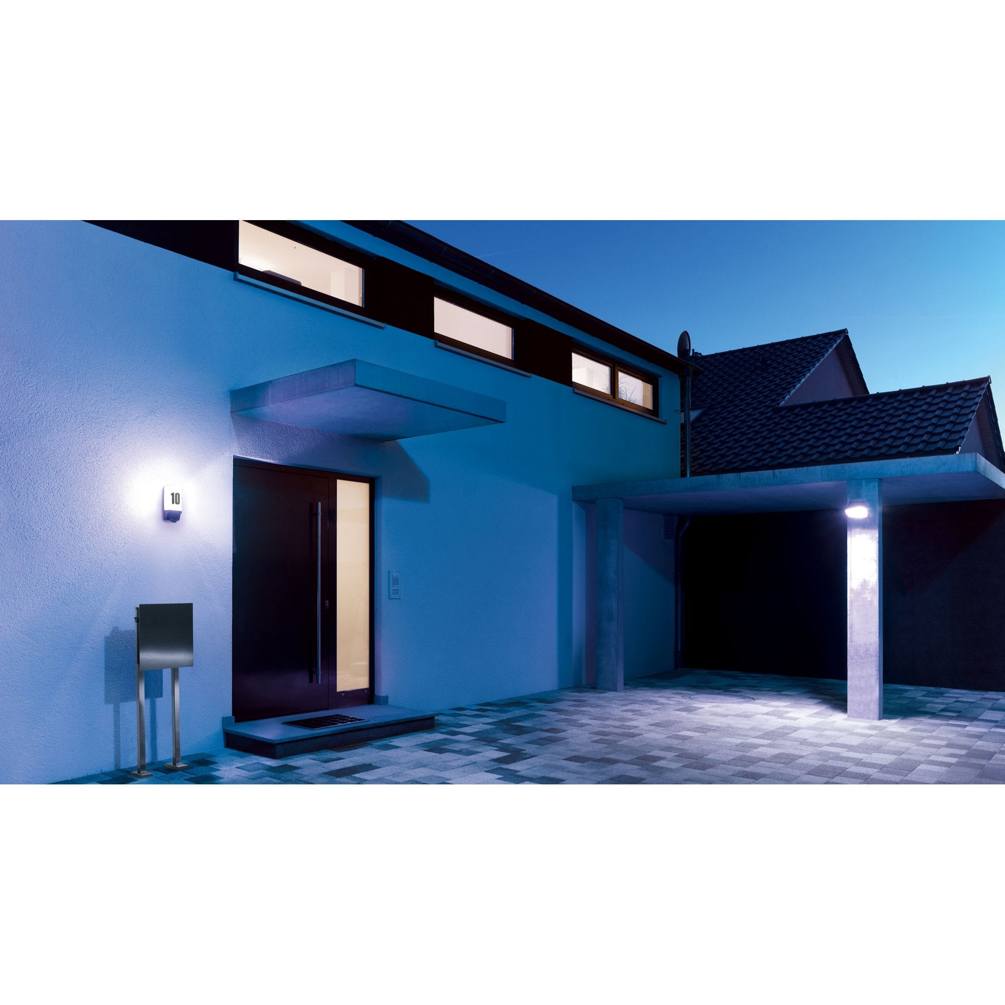 Steinel L 1 Wall Light with house number and PIR - Impact Resistant - Black