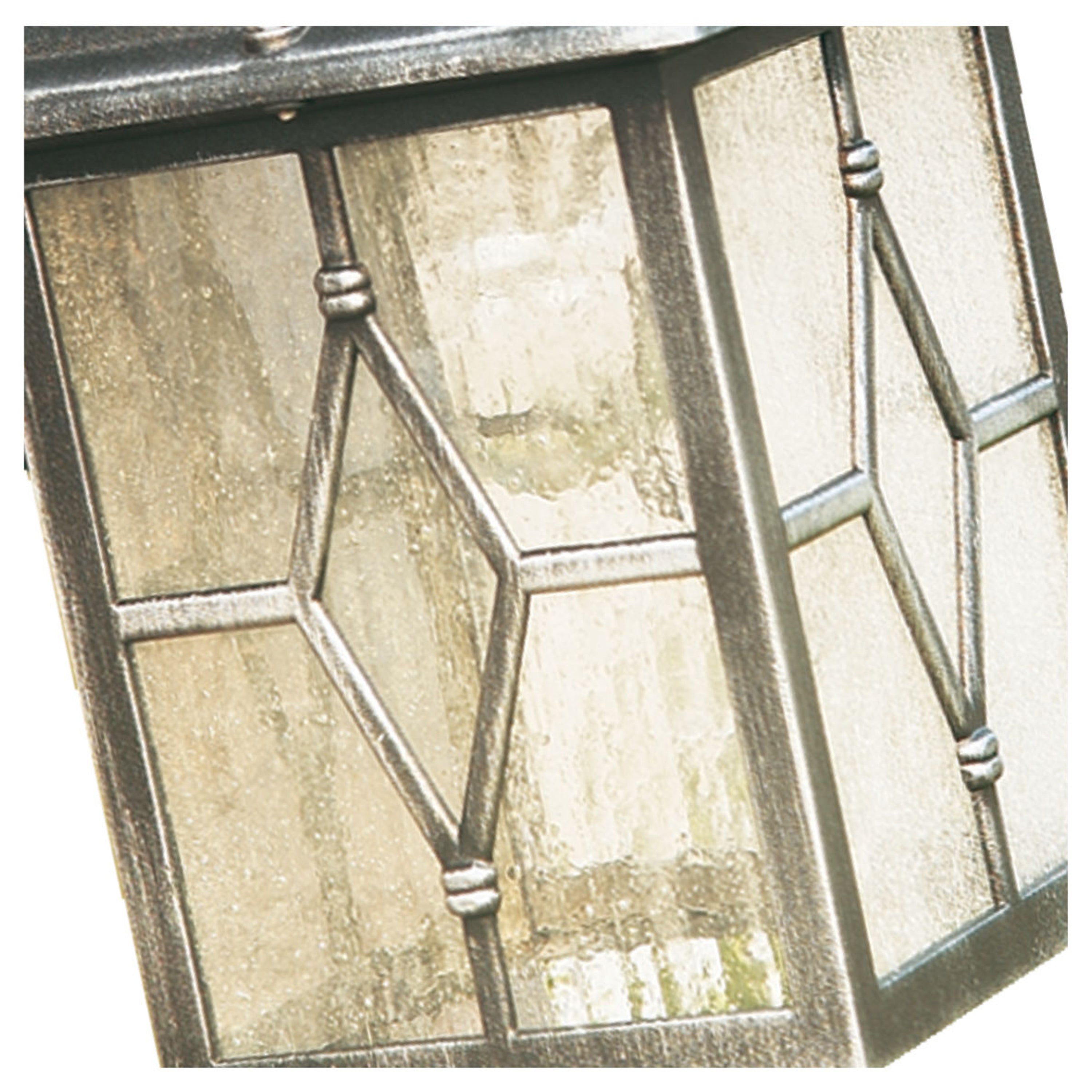 Searchlight Garnett Outdoor Wall Light - Black Silver & Leaded Glass