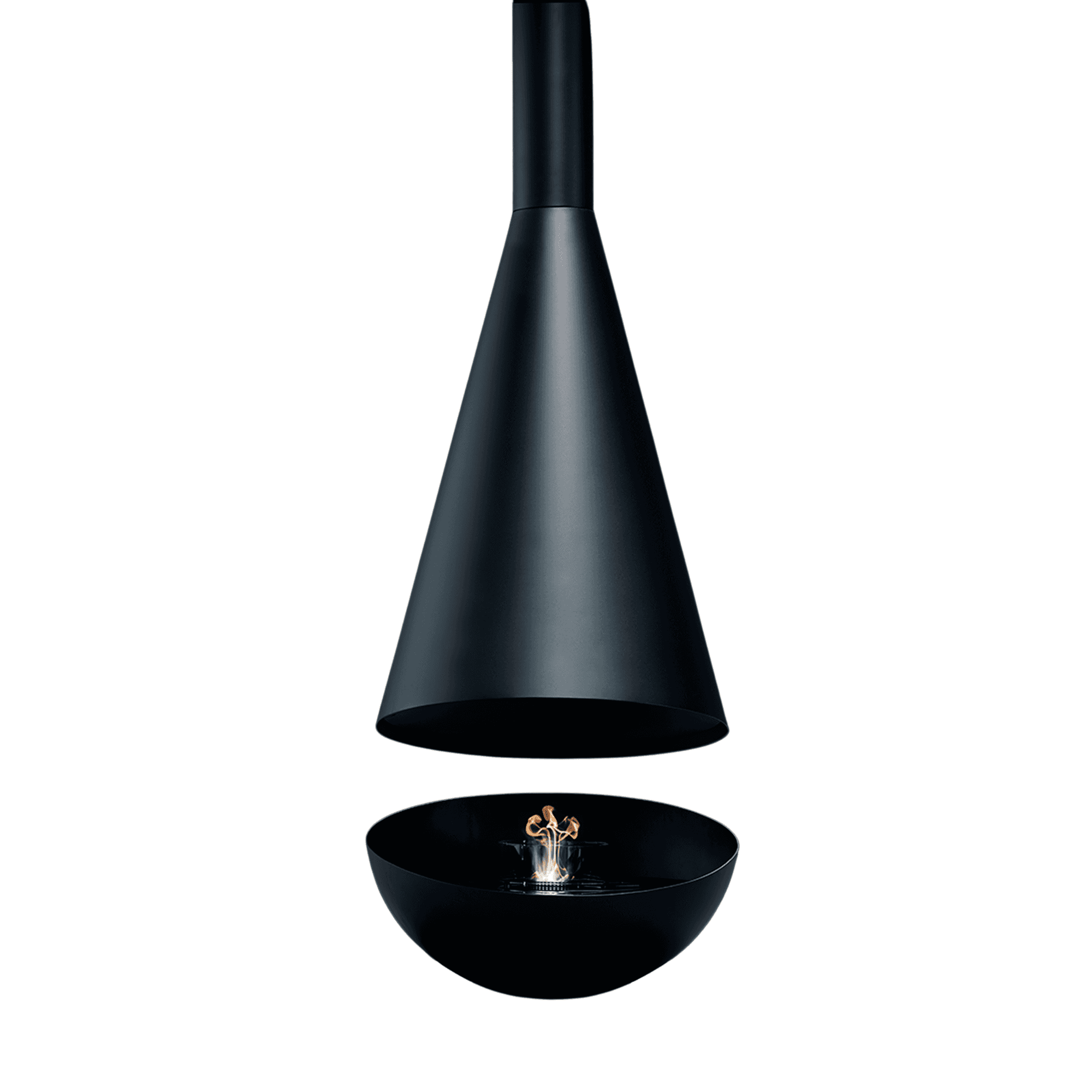 Glammfire Thales - Crea7ionEVOPlus - Premium Ceiling Suspended Fireplace - standard Black lacquered steel