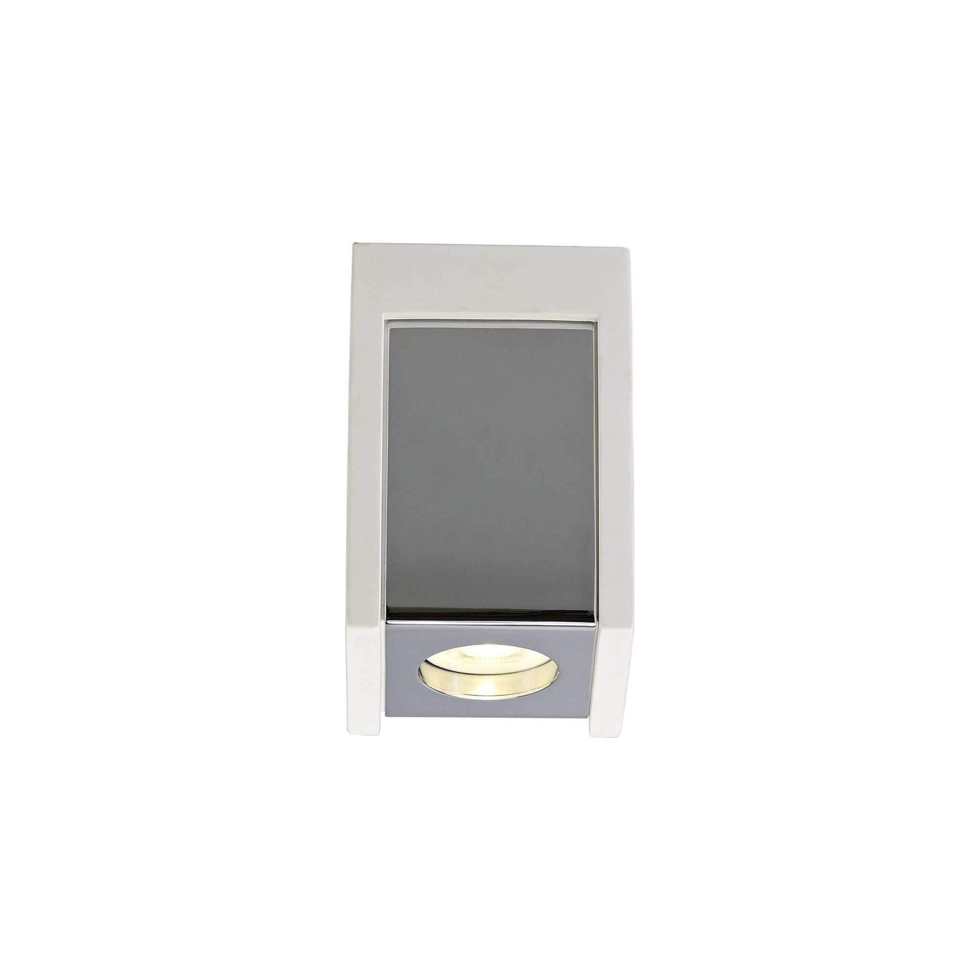 Fabula Trevose Single Square Ceiling Spot Light - White Paintable Gypsum & Polished Chrome Cover