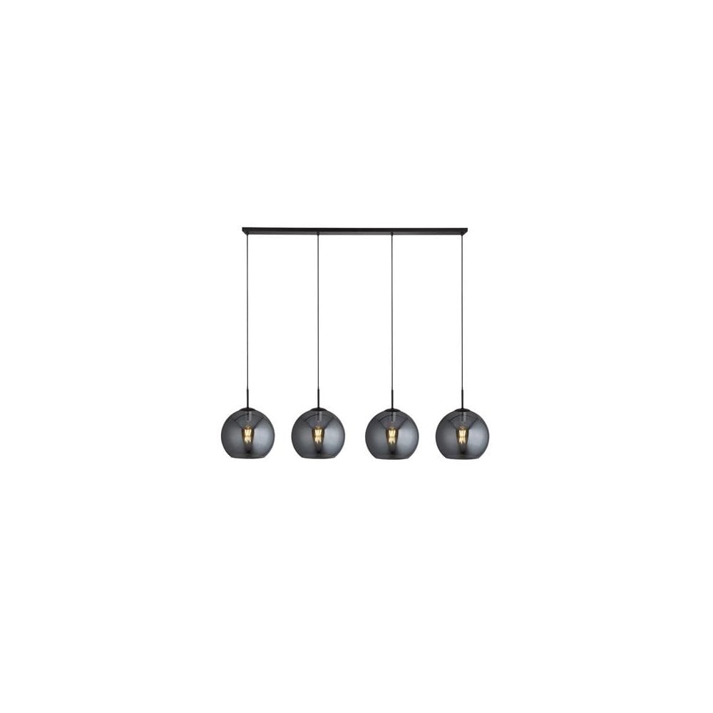 Searchlight Alma 4 Light Ceiling Pendant - Black & Smoked Glass