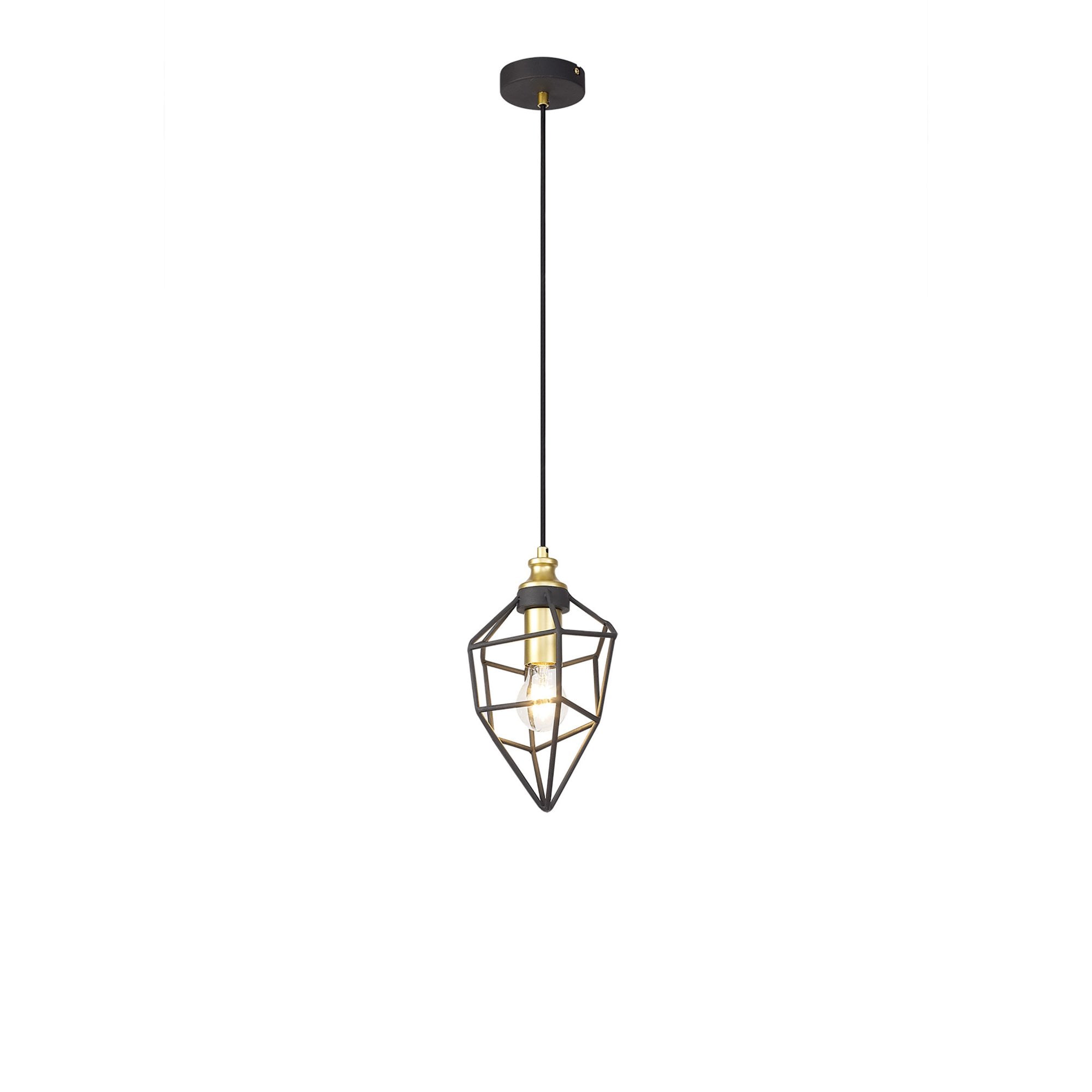 Fabula Austen Small Single Pendant - Painted Gold & Sand Black