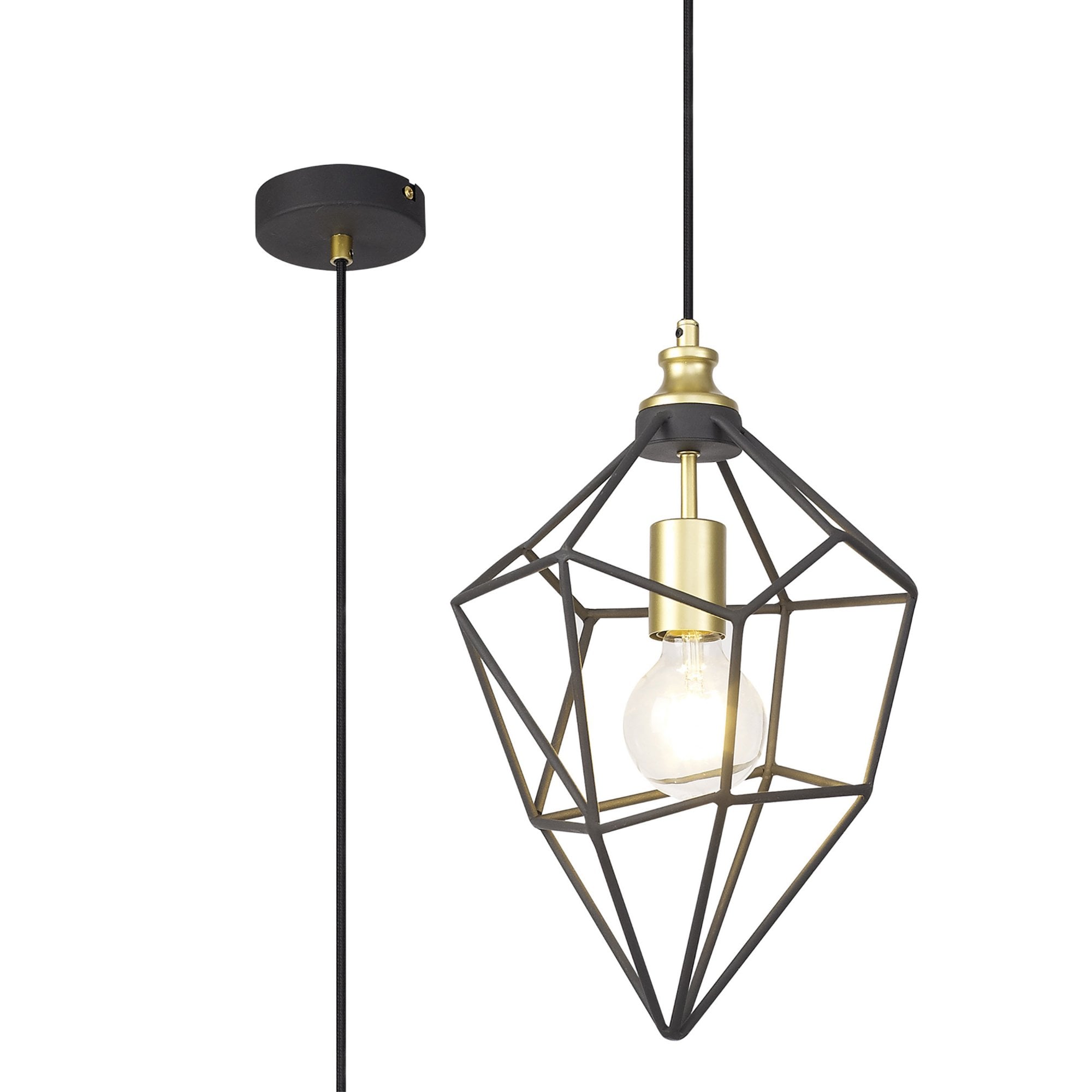 Fabula Austen Medium Single Pendant - Painted Gold & Sand Black