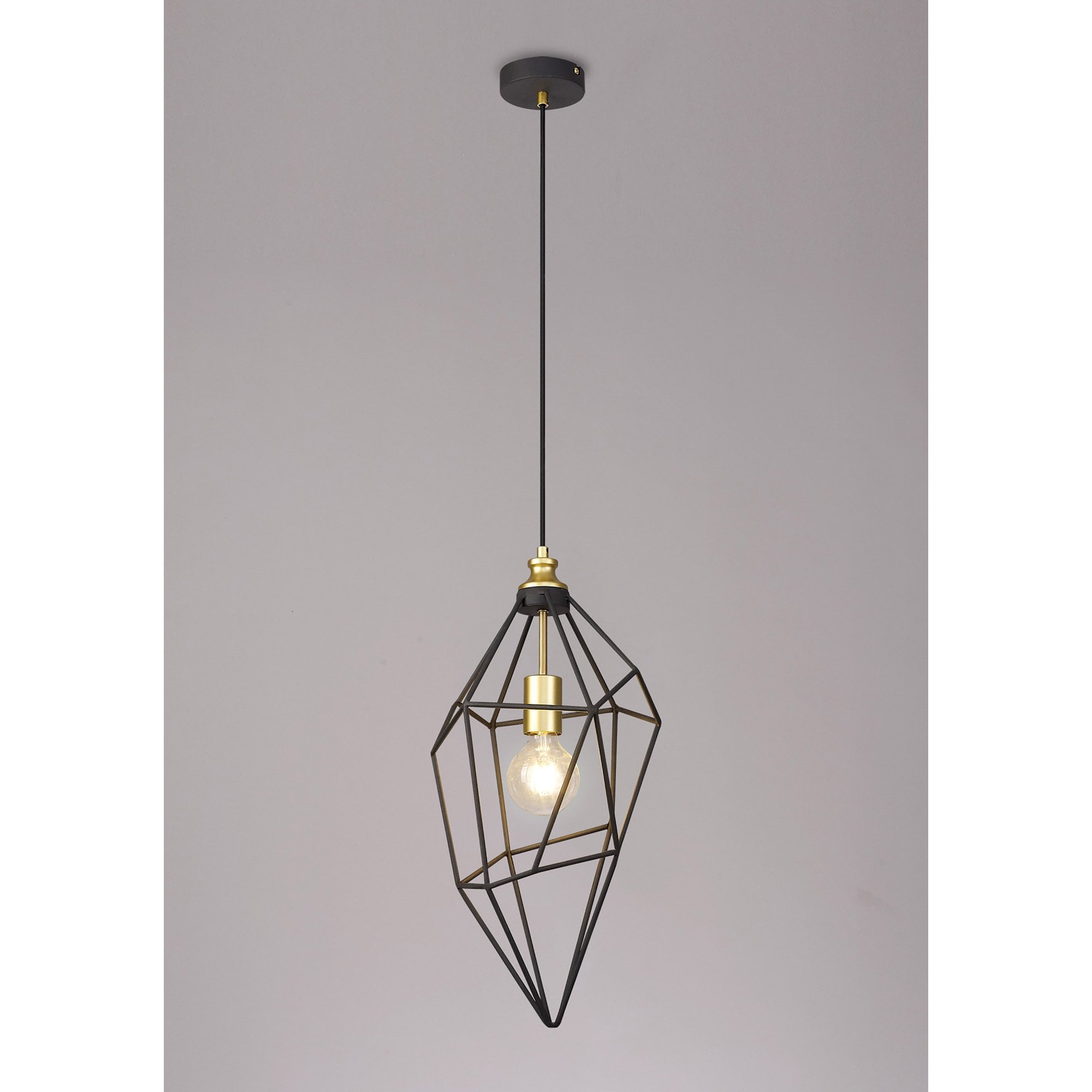 Fabula Austen Large Single Pendant - Painted Gold & Sand Black