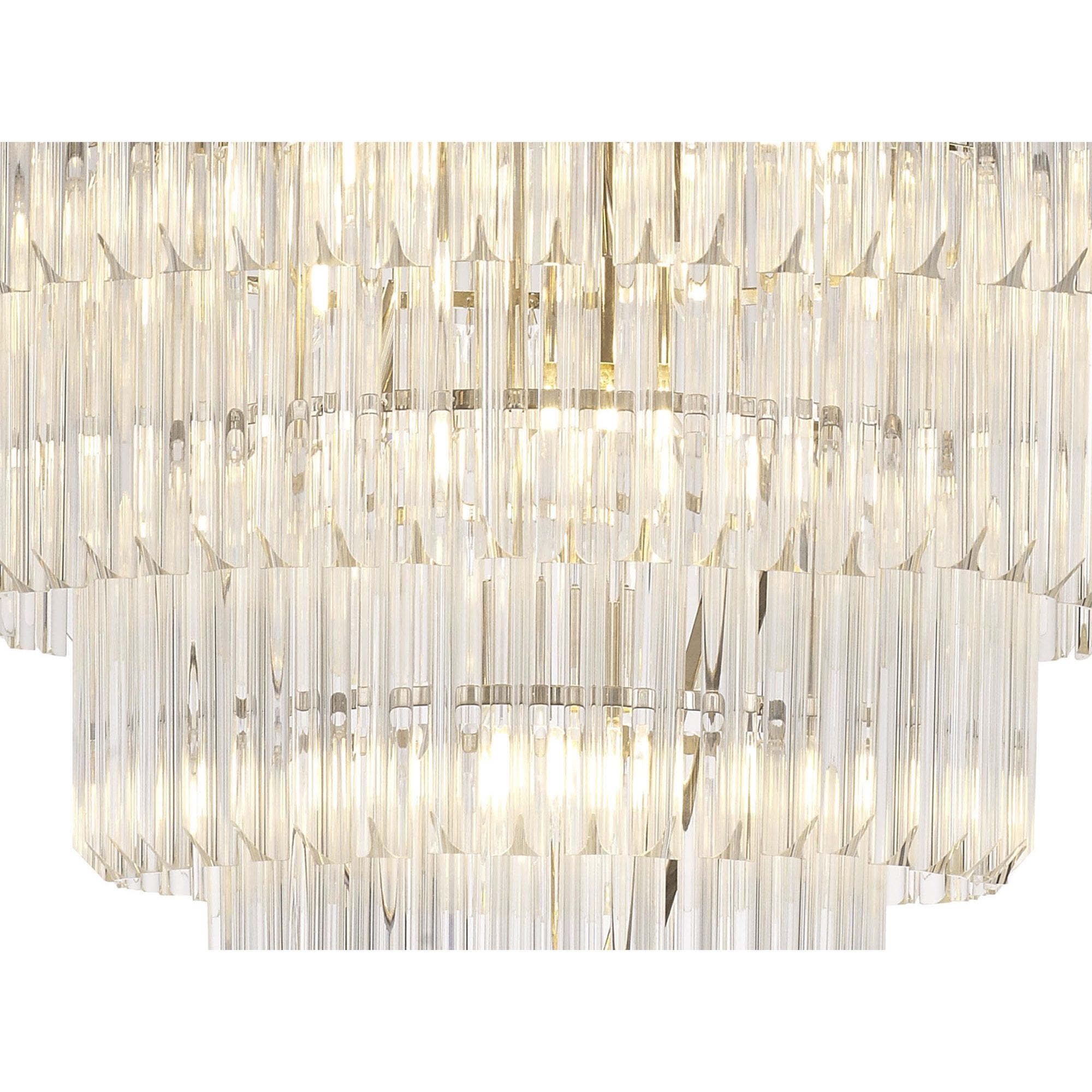 Fabula Cedar 19 Light Pendant - Polished Nickel & Clear Sculpted Glass