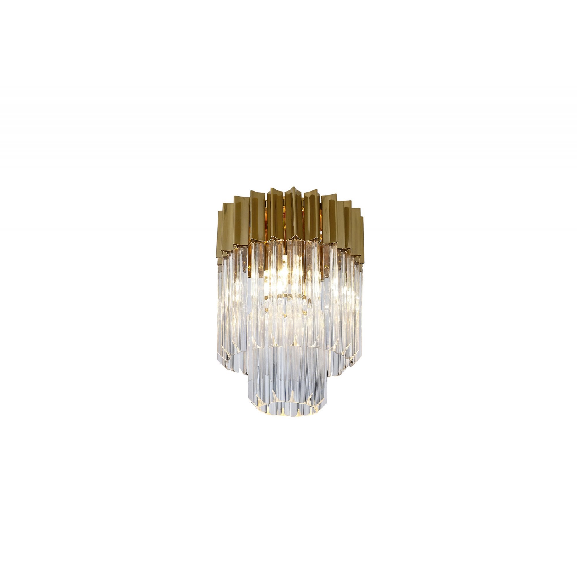 Fabula Cedar 3 Light Flush Light - Brass & Clear Sculpted Glass