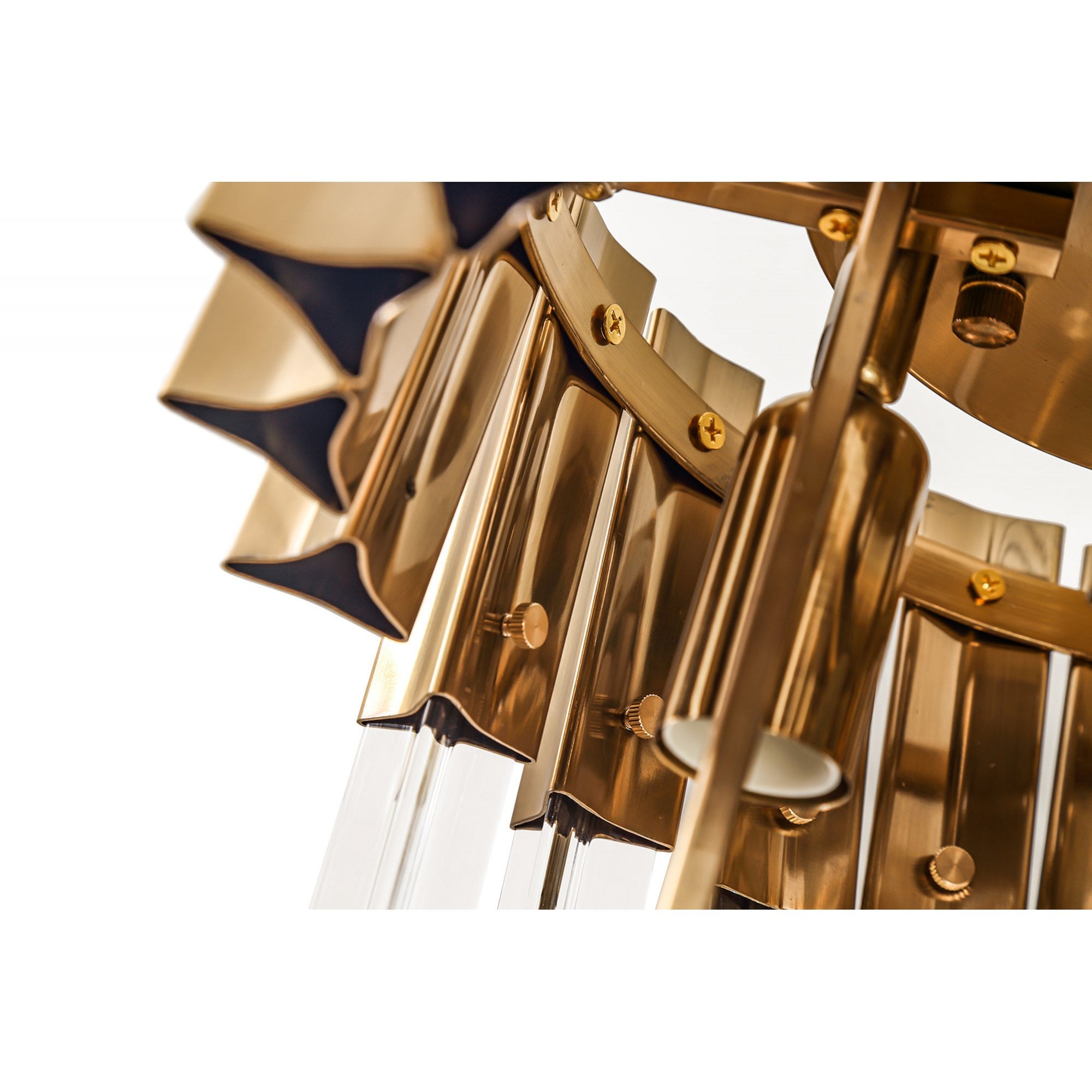 Fabula Cedar 3 Light Flush Light - Brass & Clear Sculpted Glass