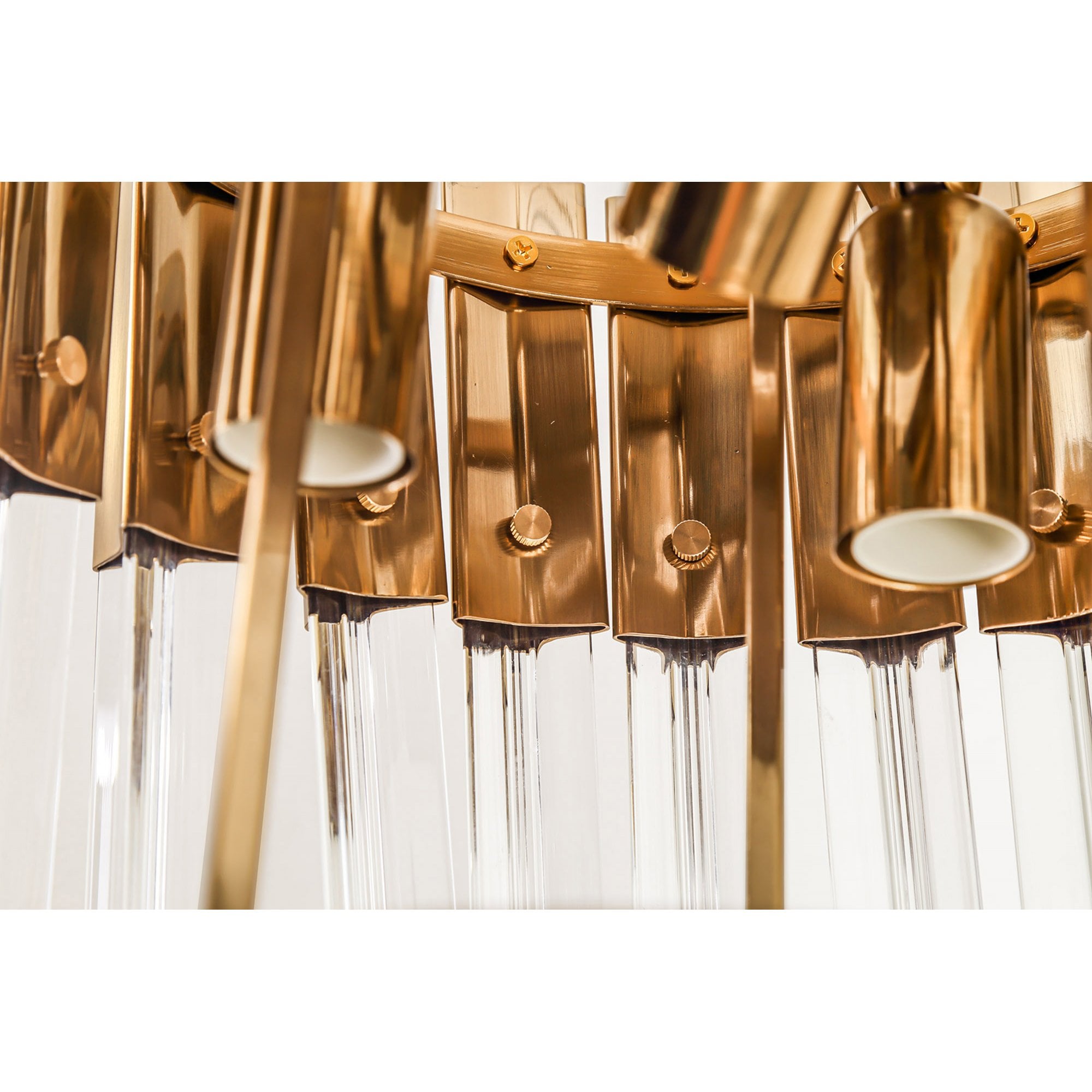 Fabula Cedar 3 Light Flush Light - Brass & Clear Sculpted Glass