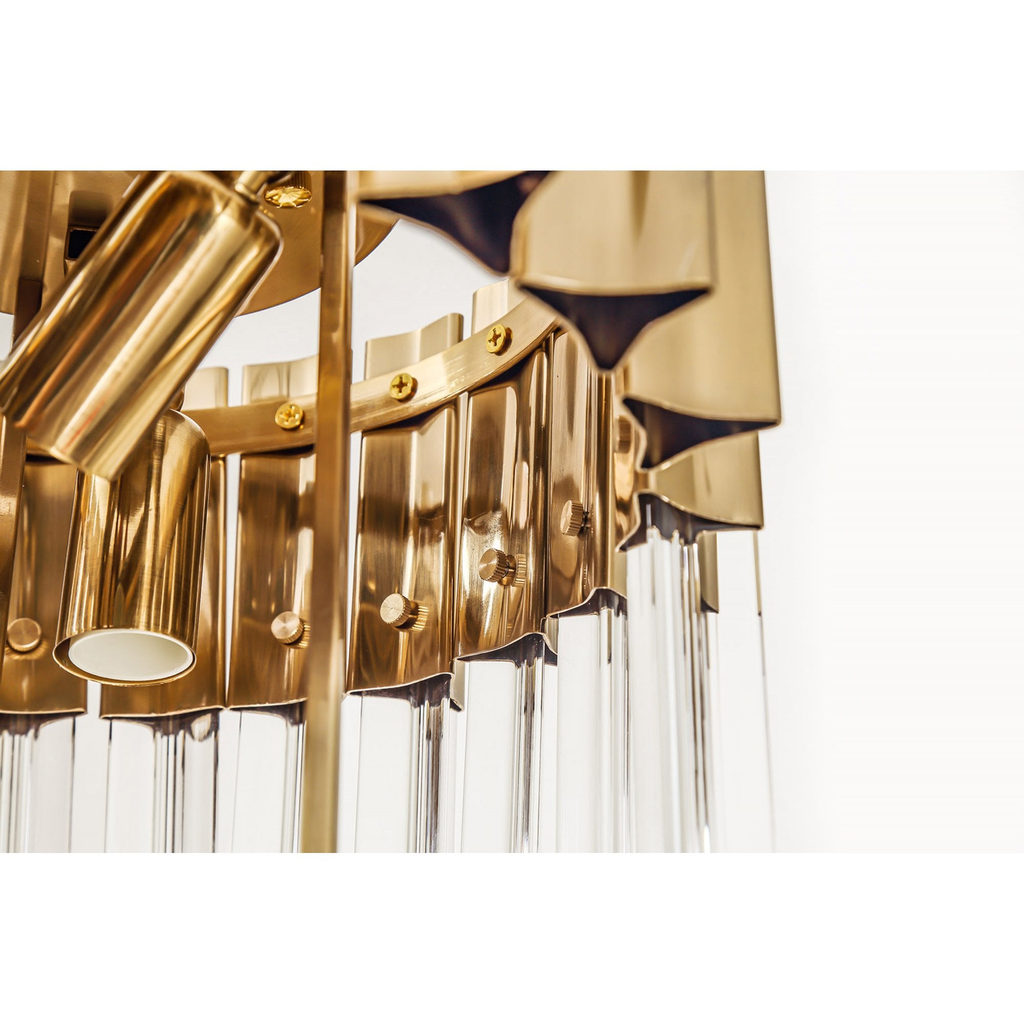 Fabula Cedar 3 Light Flush Light - Brass & Clear Sculpted Glass