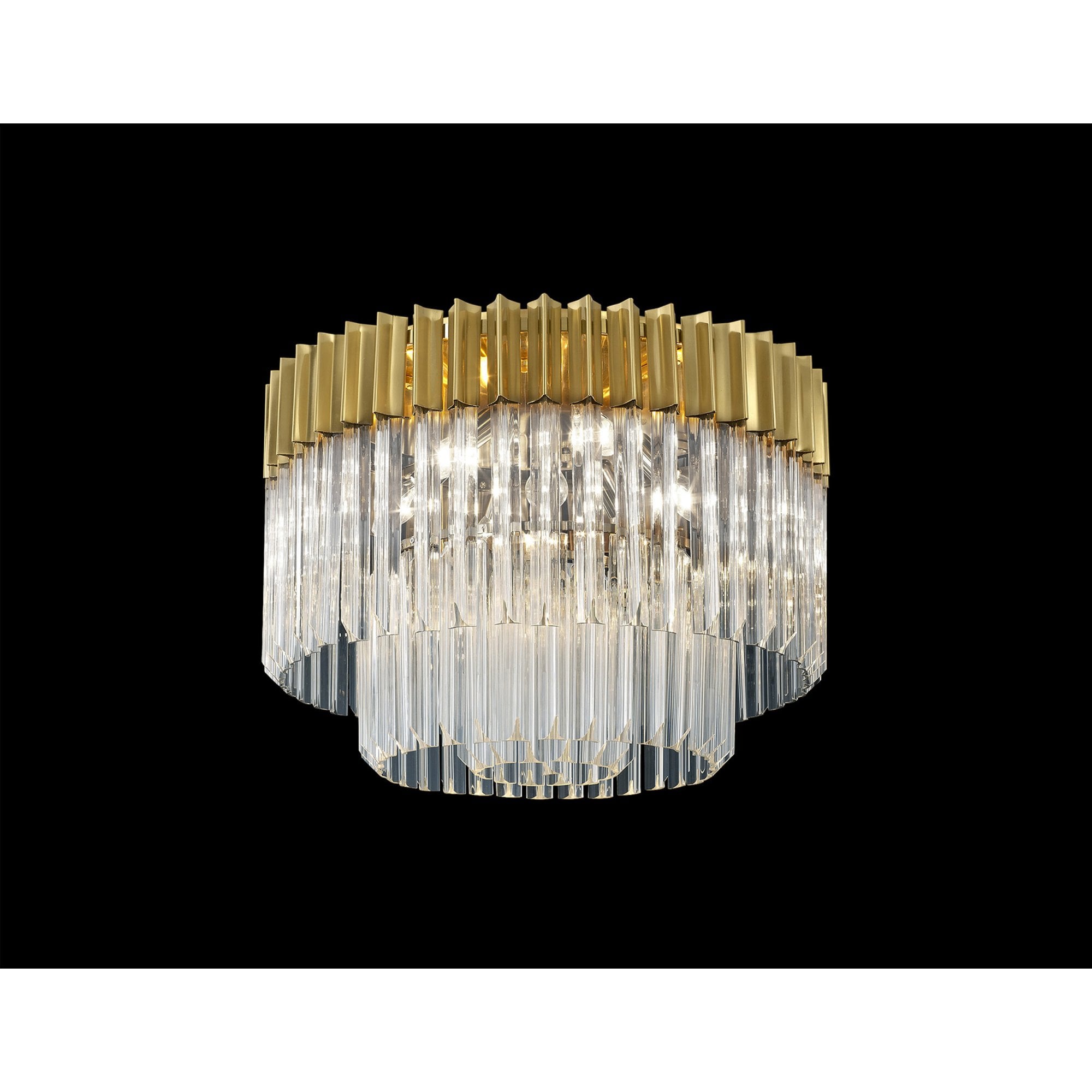 Fabula Cedar 7 Light Flush Light - Brass & Clear Sculpted Glass