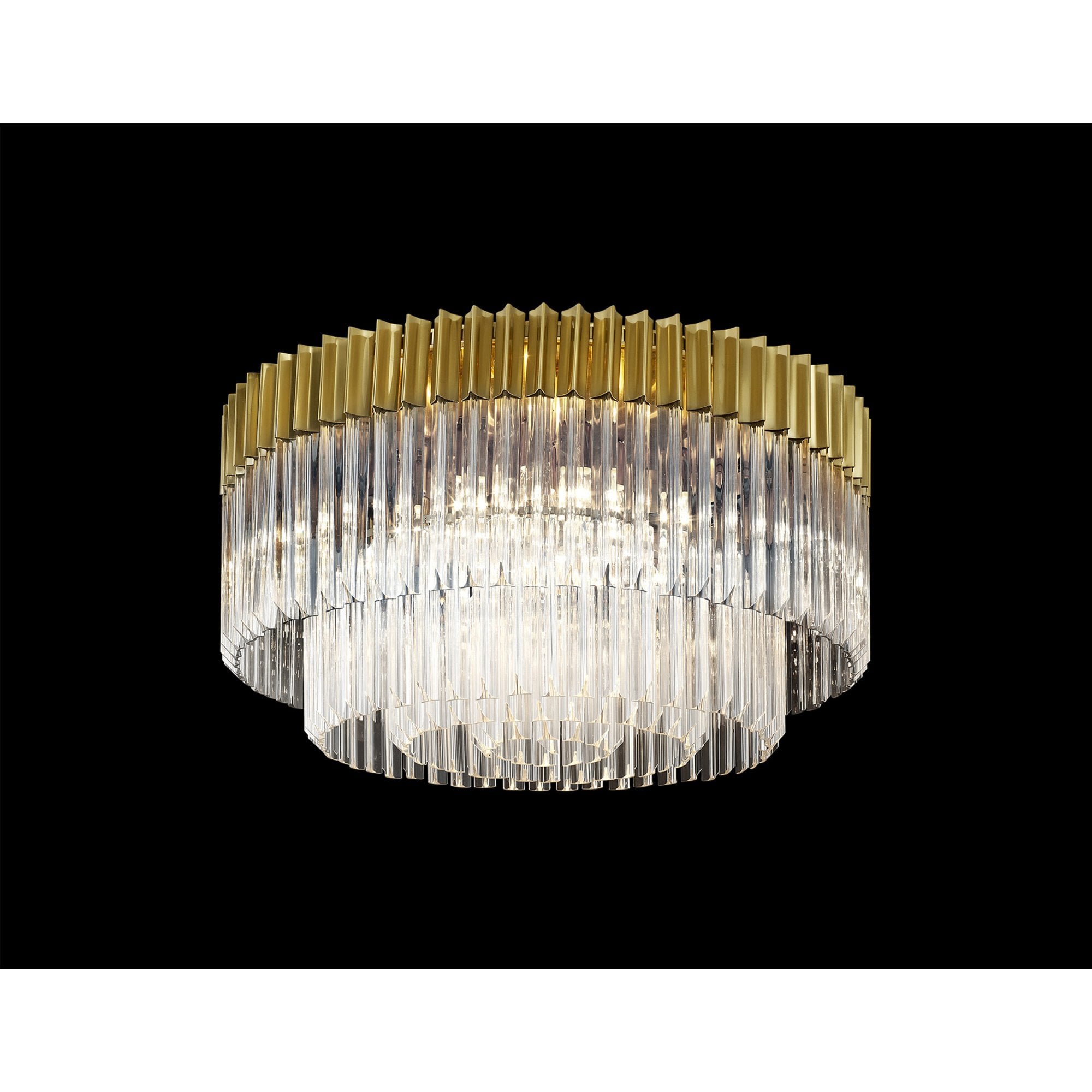 Fabula Cedar 12 Light Flush Light - Brass & Clear Sculpted Glass