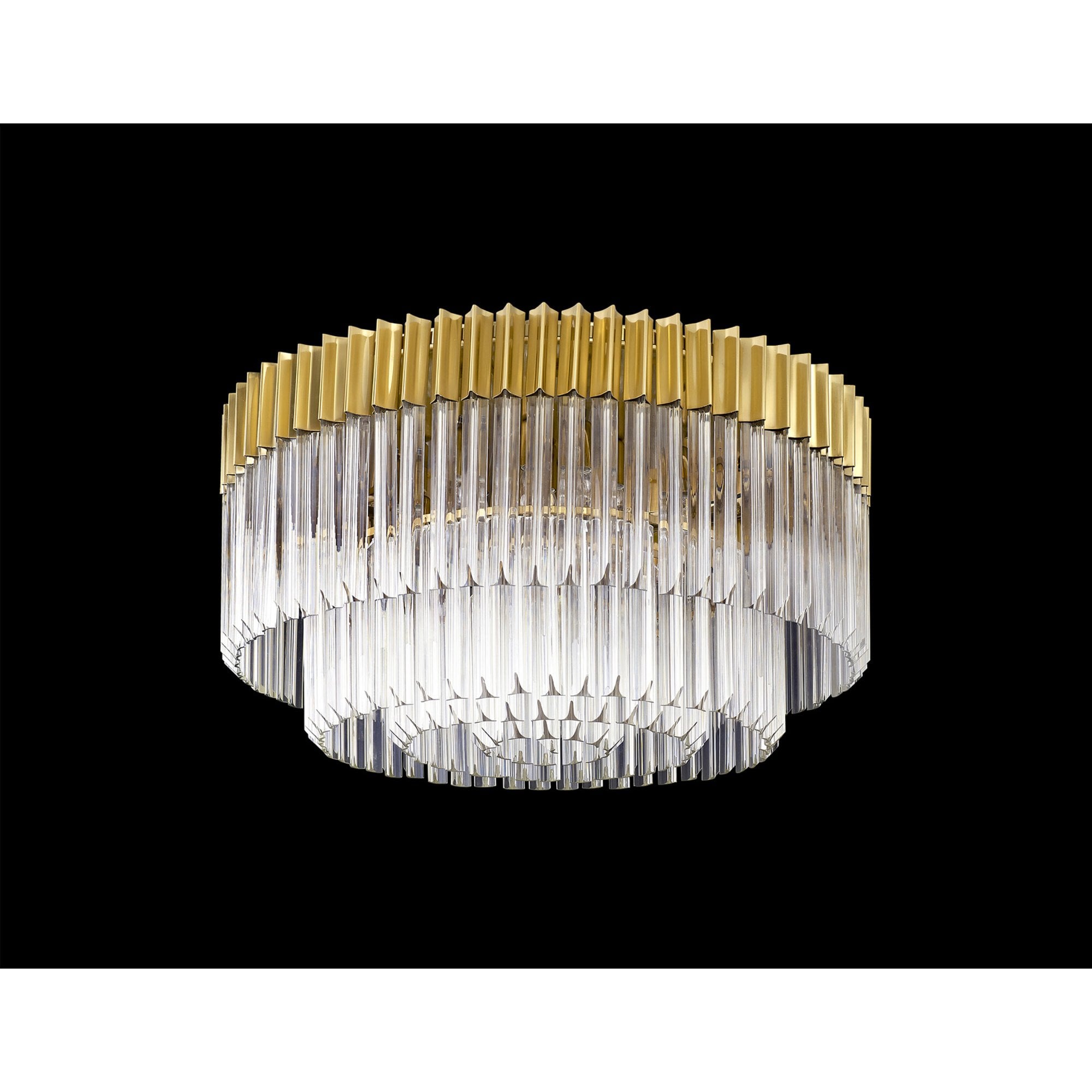 Fabula Cedar 12 Light Flush Light - Brass & Clear Sculpted Glass