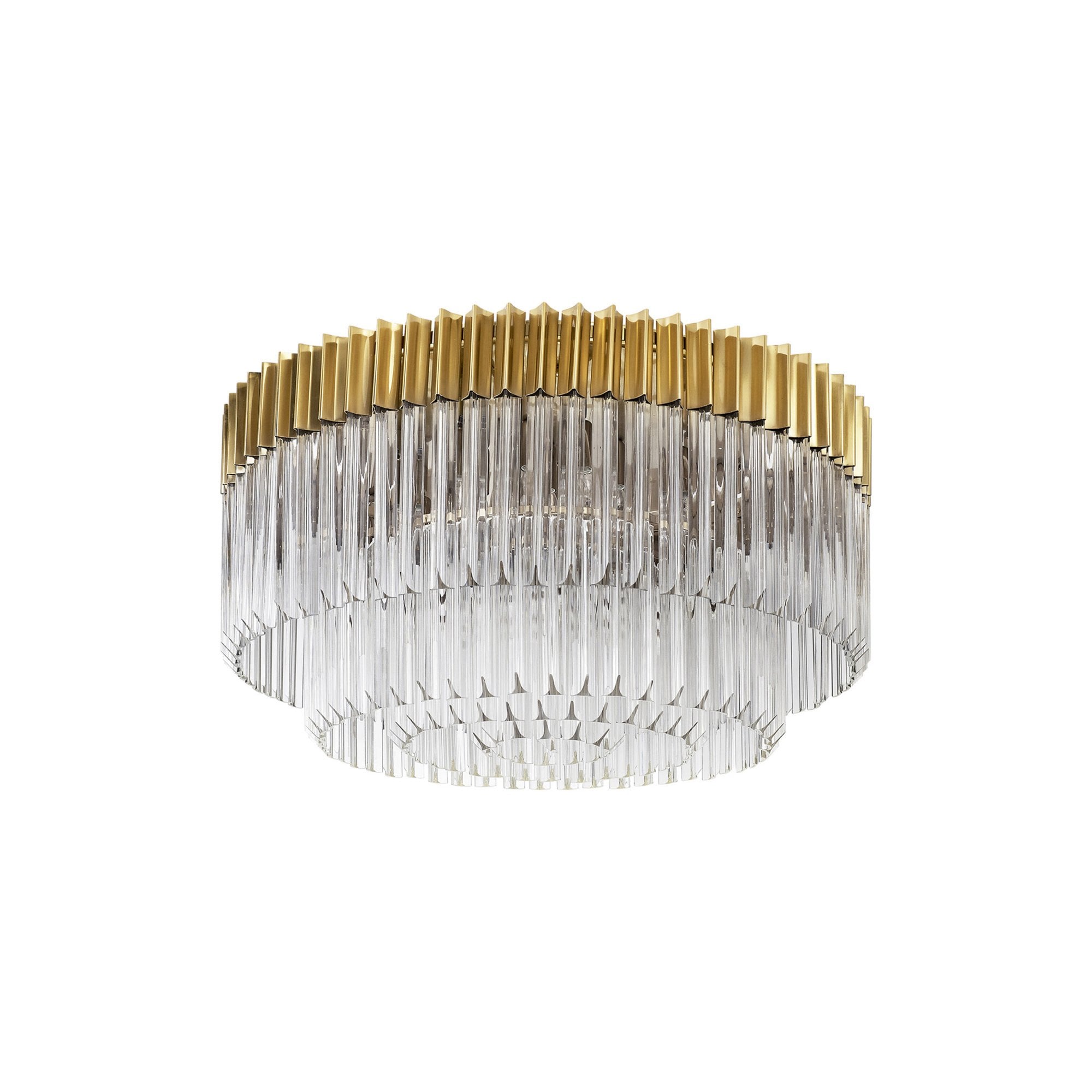 Fabula Cedar 12 Light Flush Light - Brass & Clear Sculpted Glass