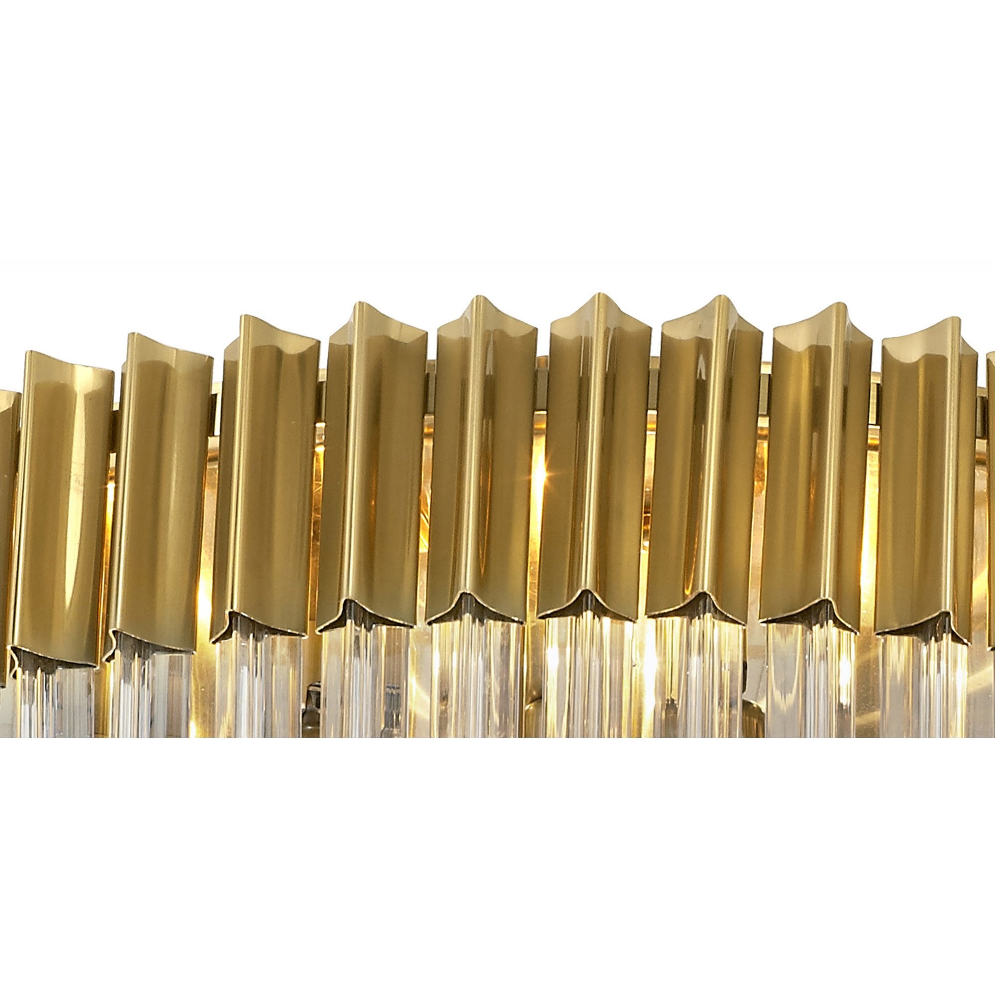 Fabula Cedar 12 Light Flush Light - Brass & Clear Sculpted Glass