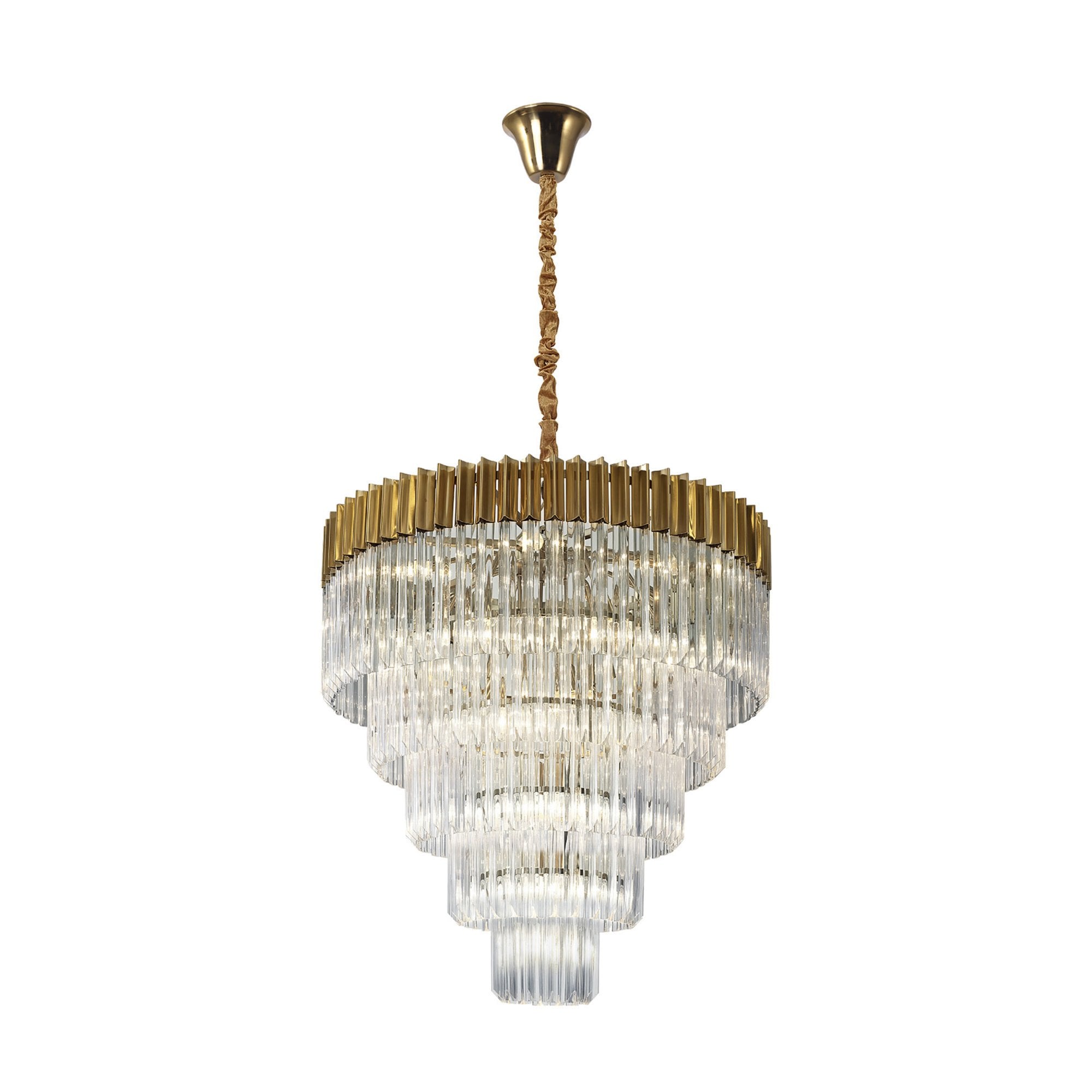 Fabula Cedar 19 Light Pendant - Brass & Clear Sculpted Glass