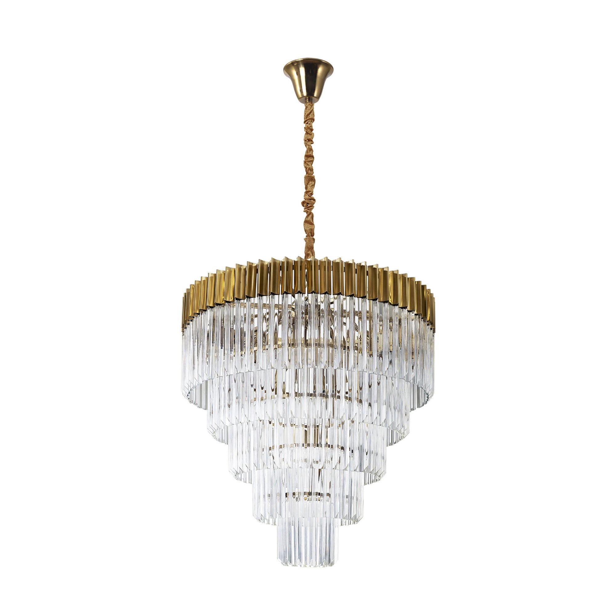 Fabula Cedar 19 Light Pendant - Brass & Clear Sculpted Glass