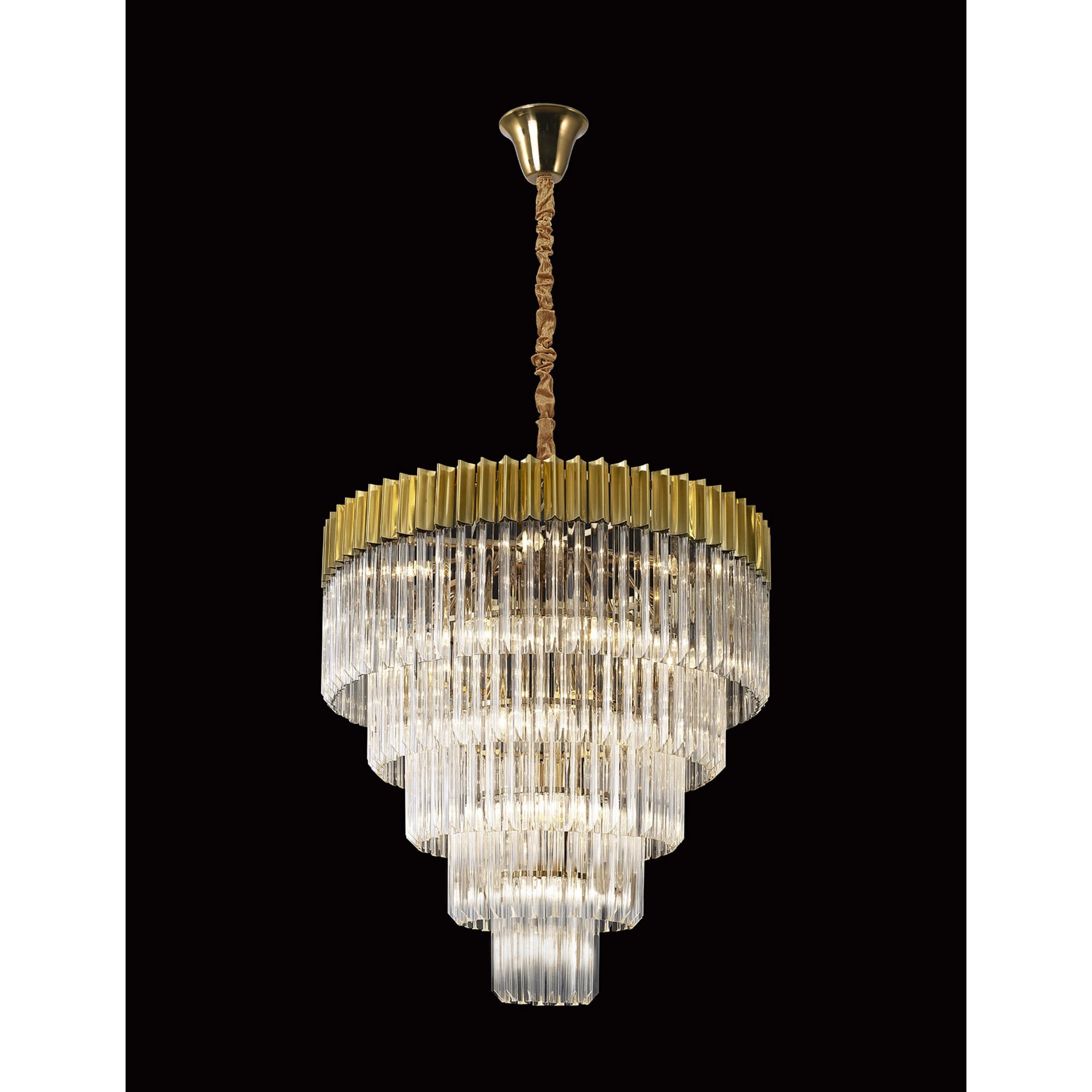Fabula Cedar 19 Light Pendant - Brass & Clear Sculpted Glass