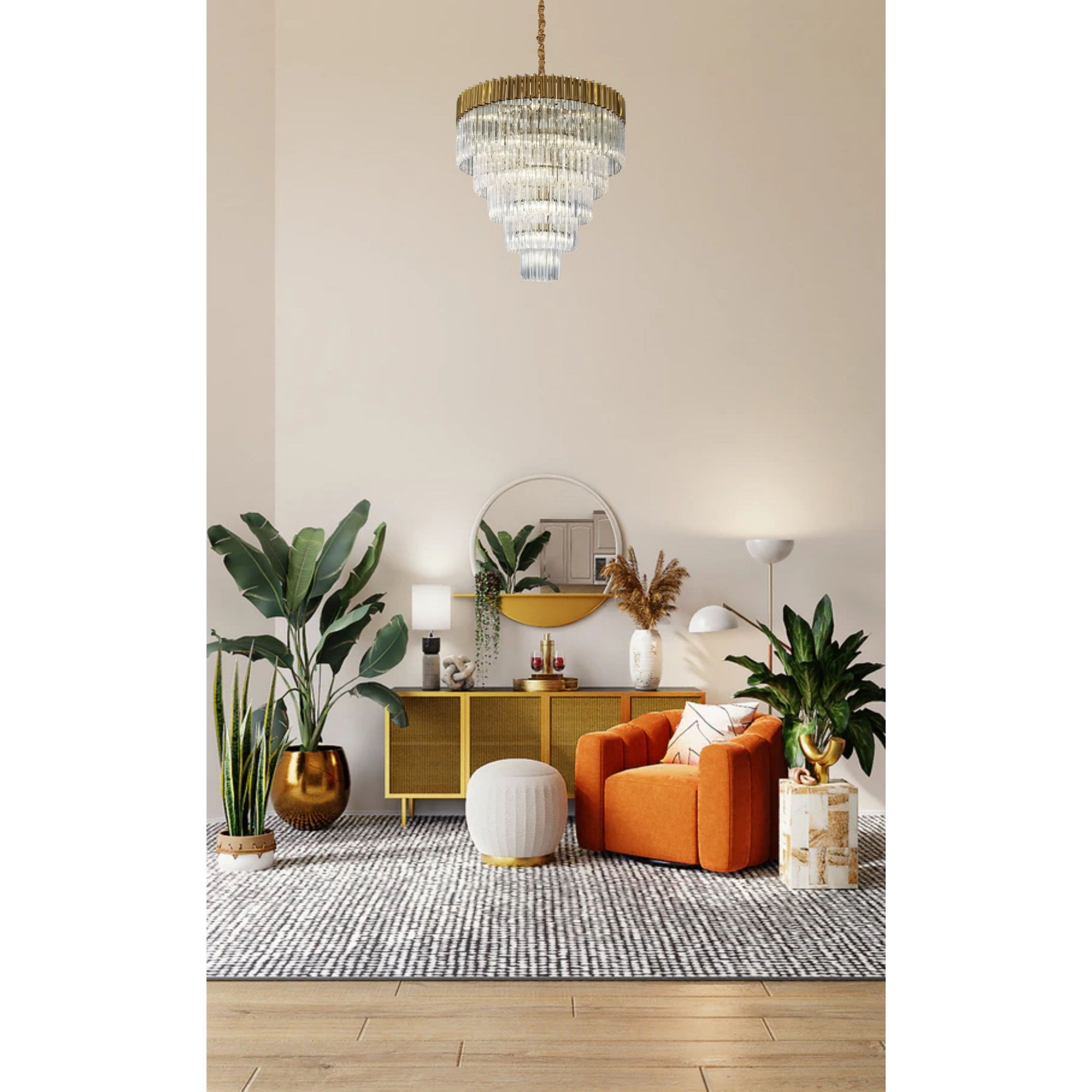 Fabula Cedar 19 Light Pendant - Brass & Clear Sculpted Glass