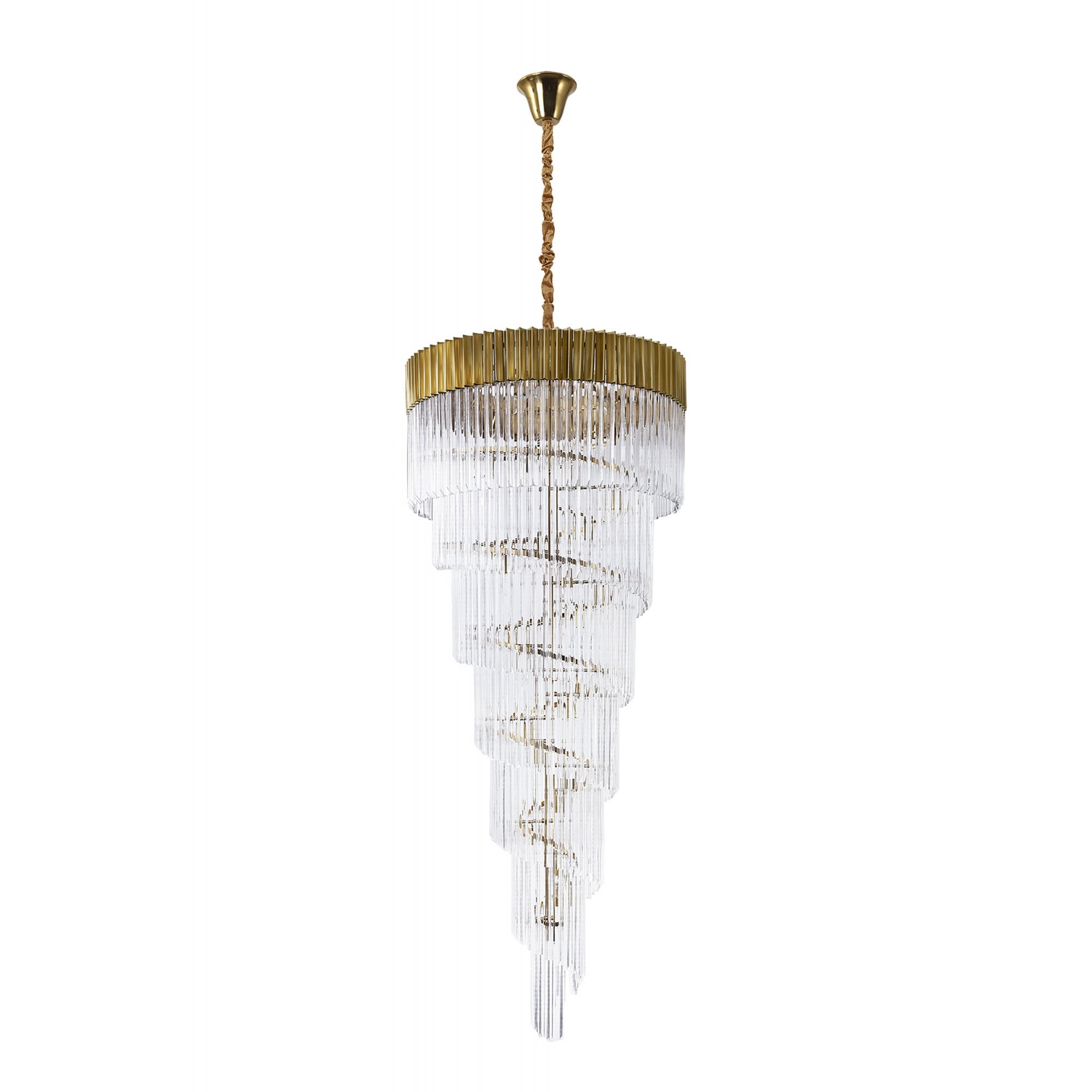 Fabula Cedar 31 Light Pendant - Brass & Clear Sculpted Glass
