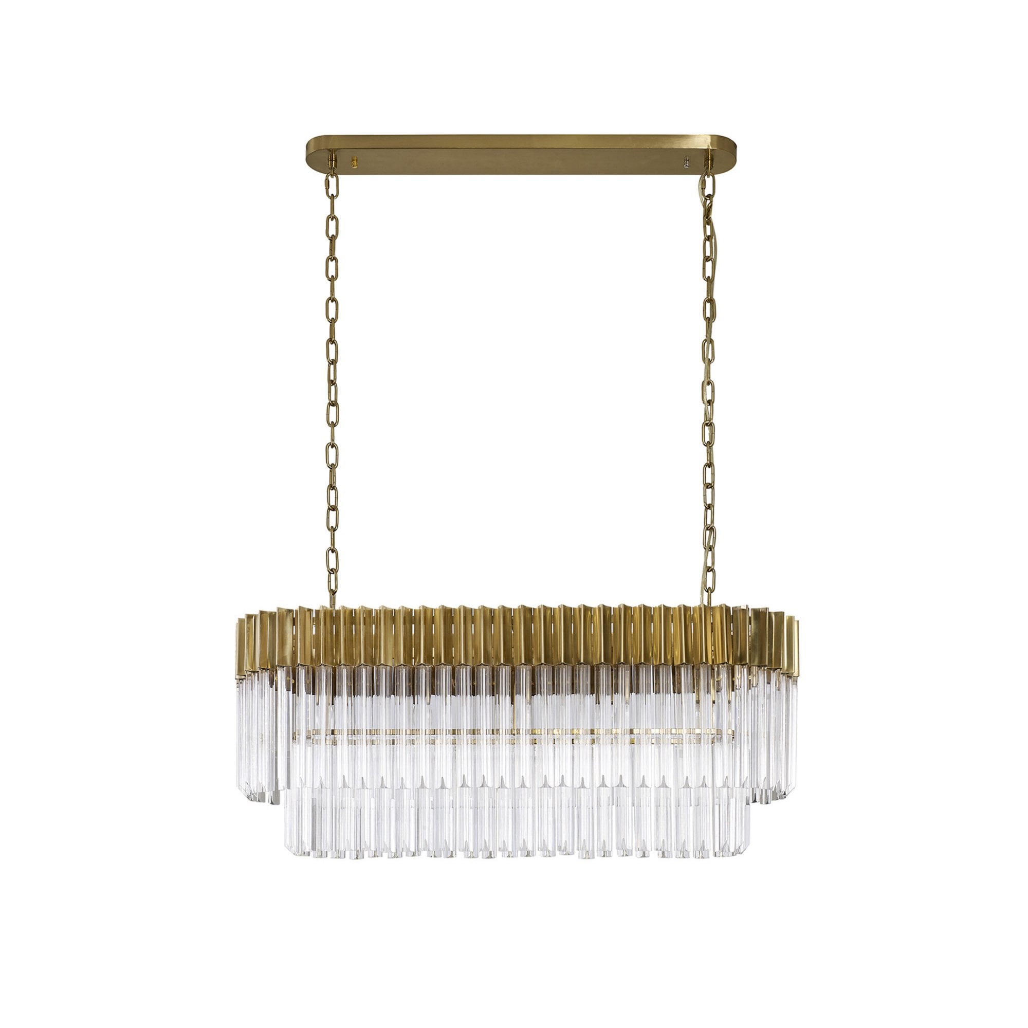 Fabula Cedar 5 Light Rectangular Pendant - Brass & Clear Sculpted Glass