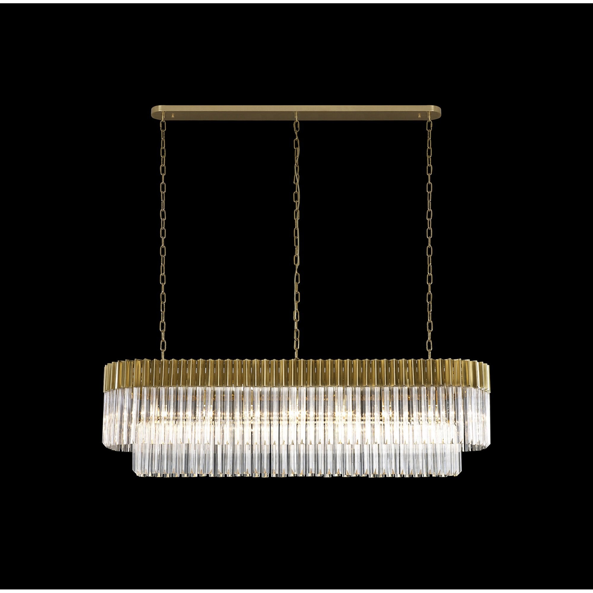 Fabula Cedar 7 Light Rectangular Pendant - Brass & Clear Sculpted Glass