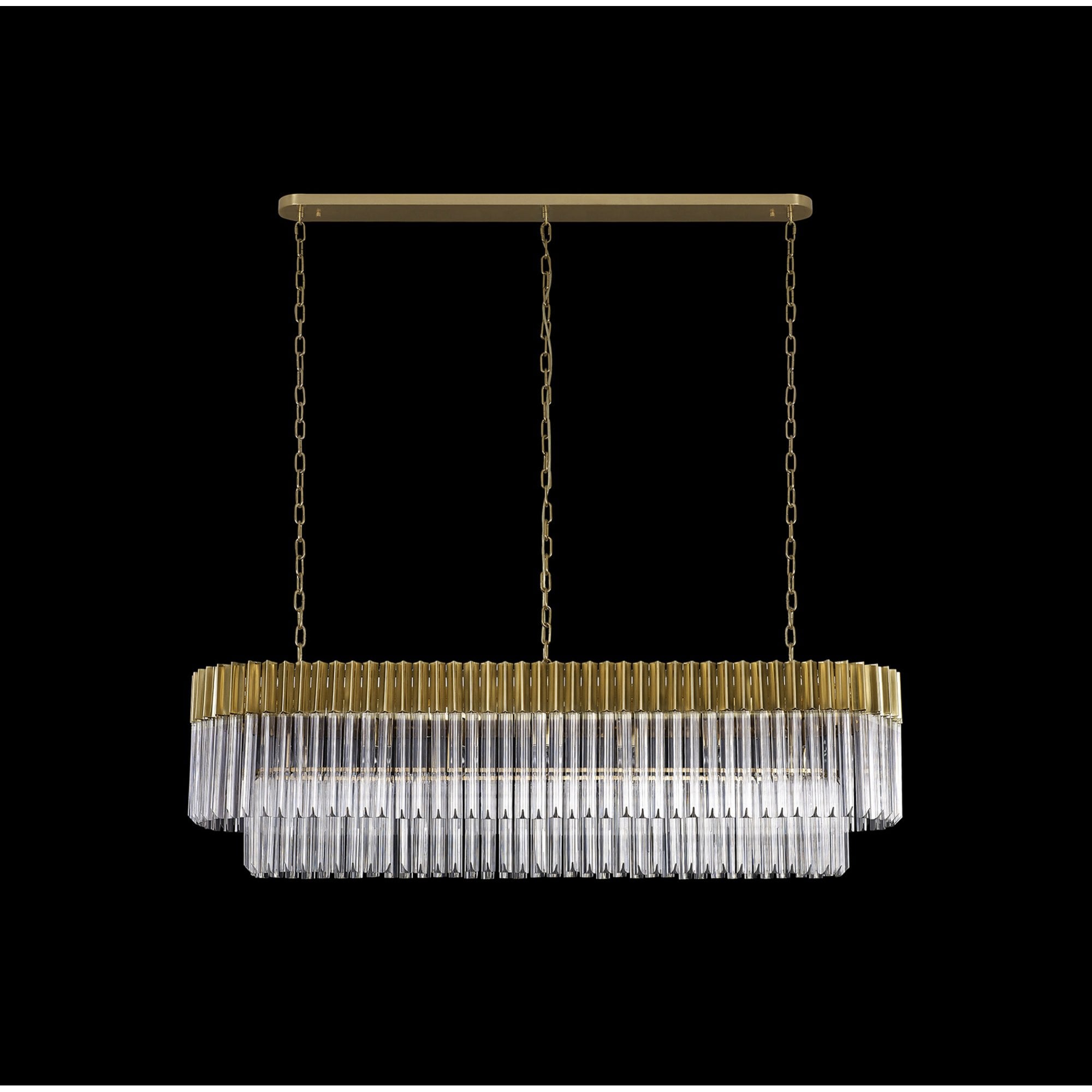 Fabula Cedar 7 Light Rectangular Pendant - Brass & Clear Sculpted Glass