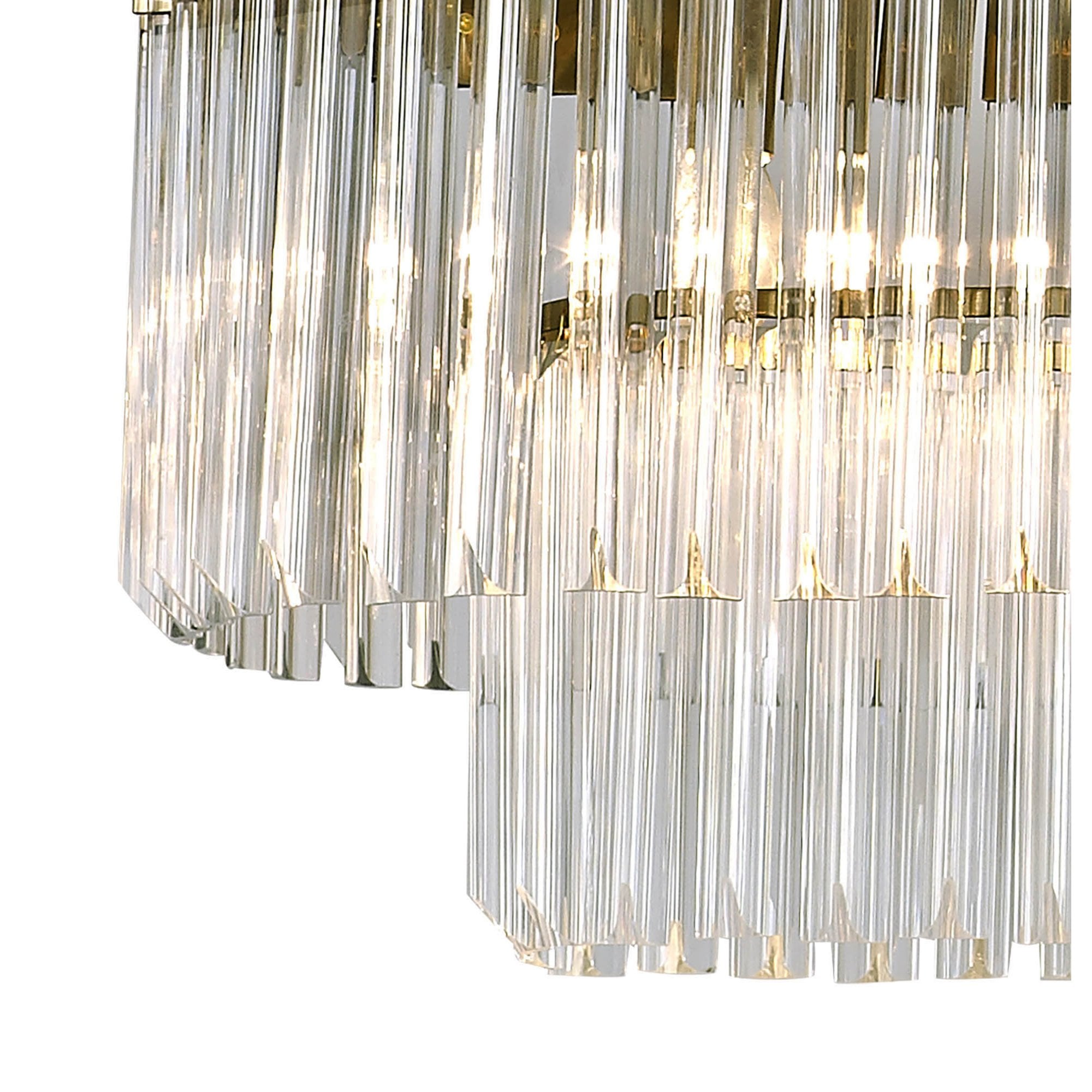 Fabula Cedar 7 Light Rectangular Pendant - Brass & Clear Sculpted Glass