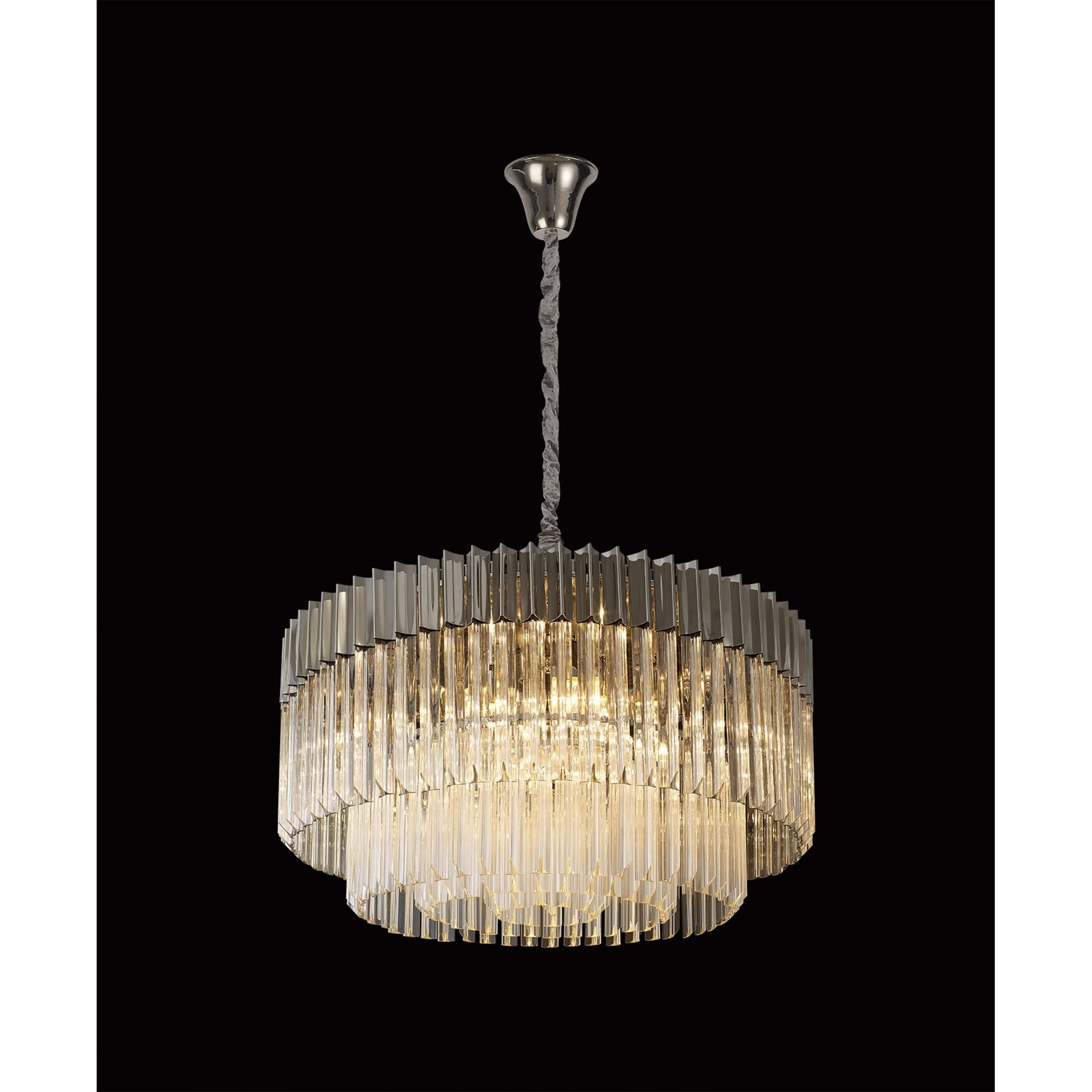 Fabula Cedar 12 Light Pendant - Polished Nickel & Clear Sculpted Glass