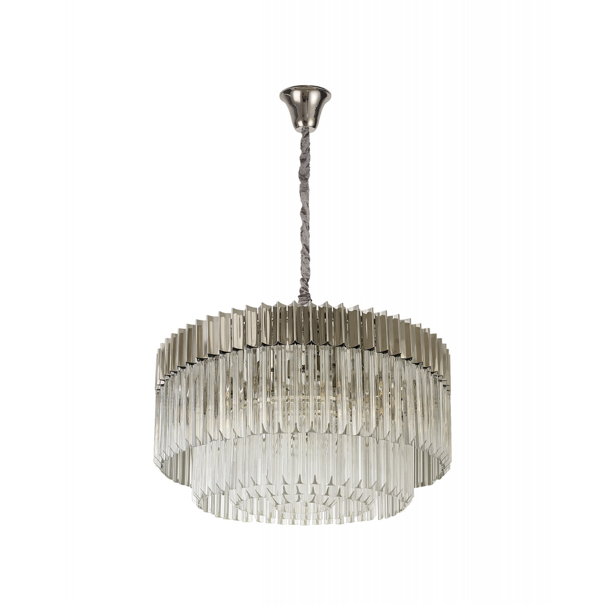 Fabula Cedar 12 Light Pendant - Polished Nickel & Clear Sculpted Glass