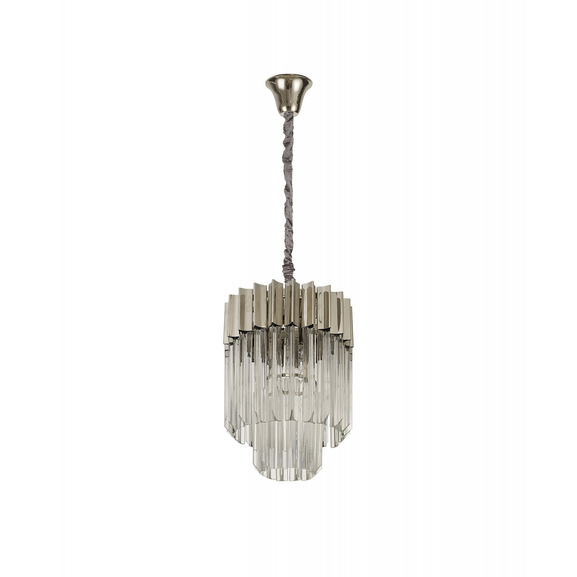 Fabula Cedar 4 Light Pendant - Polished Nickel & Clear Sculpted Glass