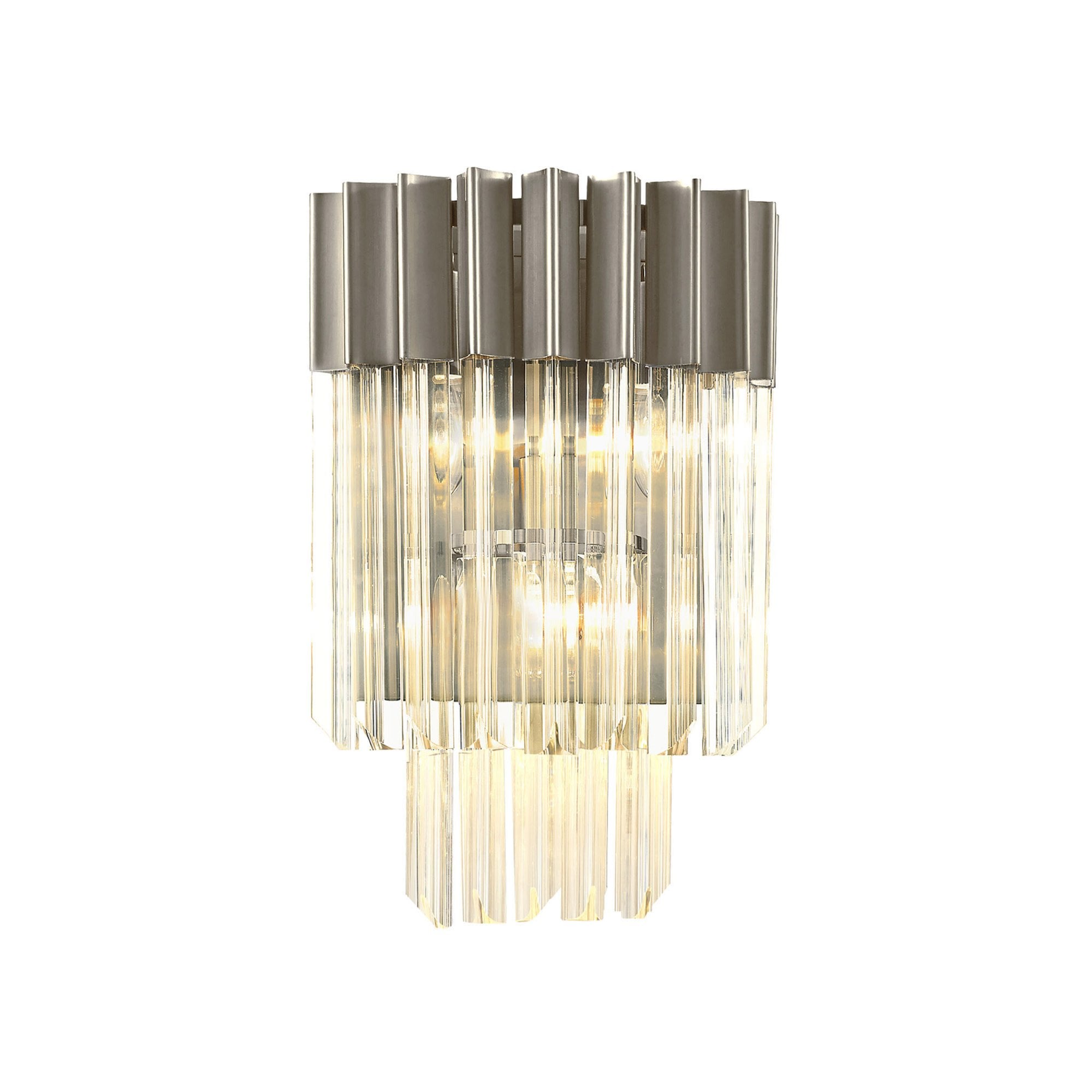 Fabula Cedar 3 Light Wall Light - Polished Nickel & Clear Sculpted Glass