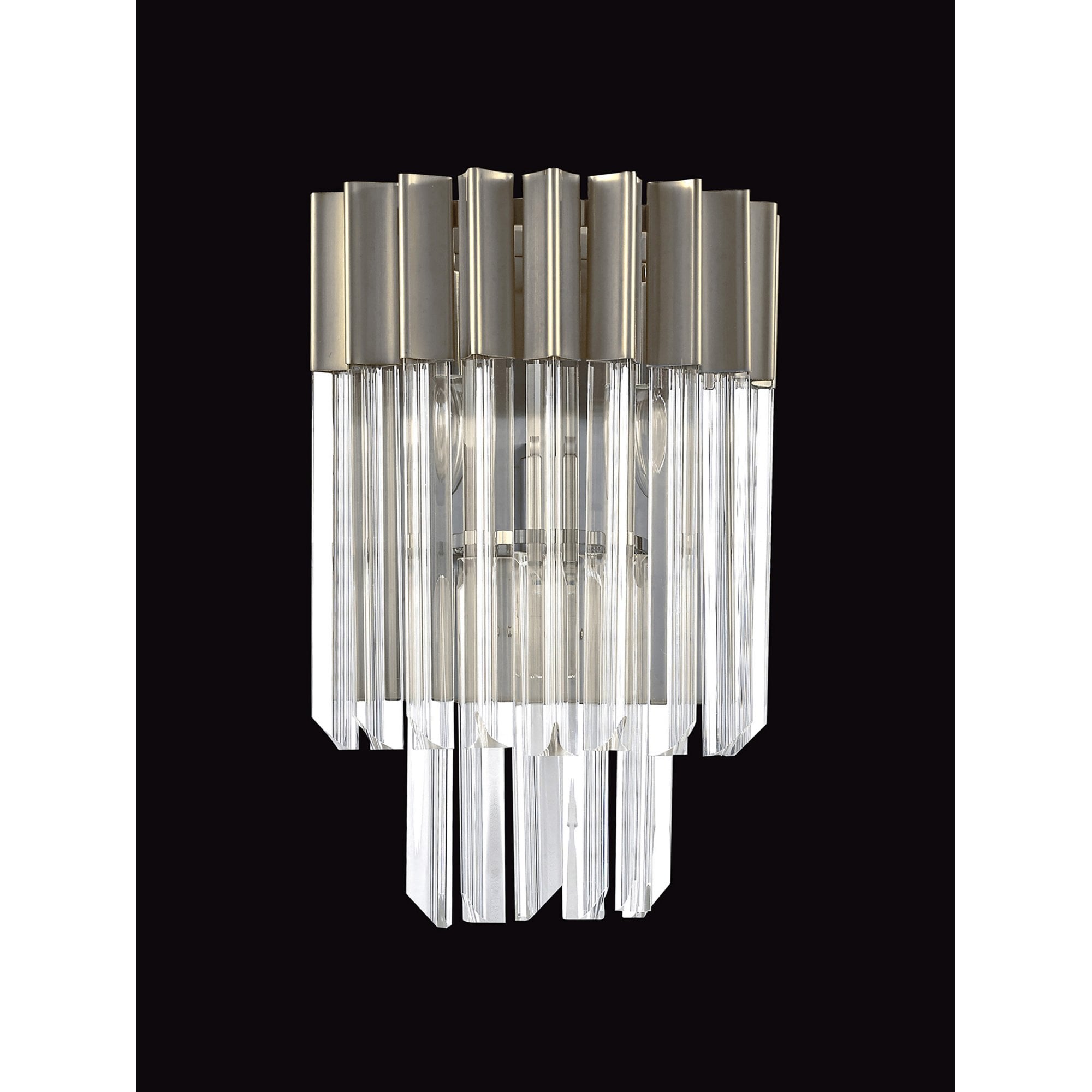 Fabula Cedar 3 Light Wall Light - Polished Nickel & Clear Sculpted Glass