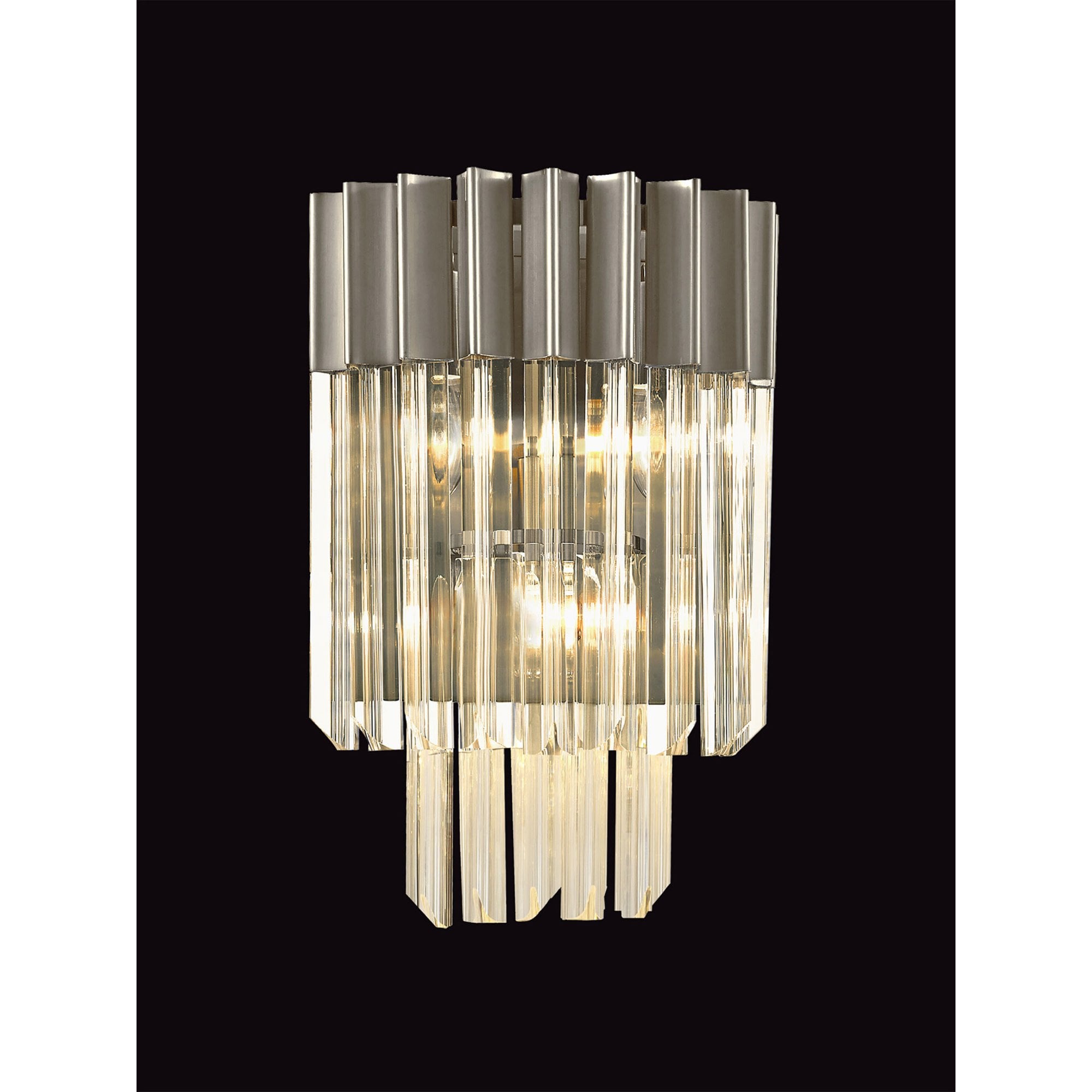 Fabula Cedar 3 Light Wall Light - Polished Nickel & Clear Sculpted Glass