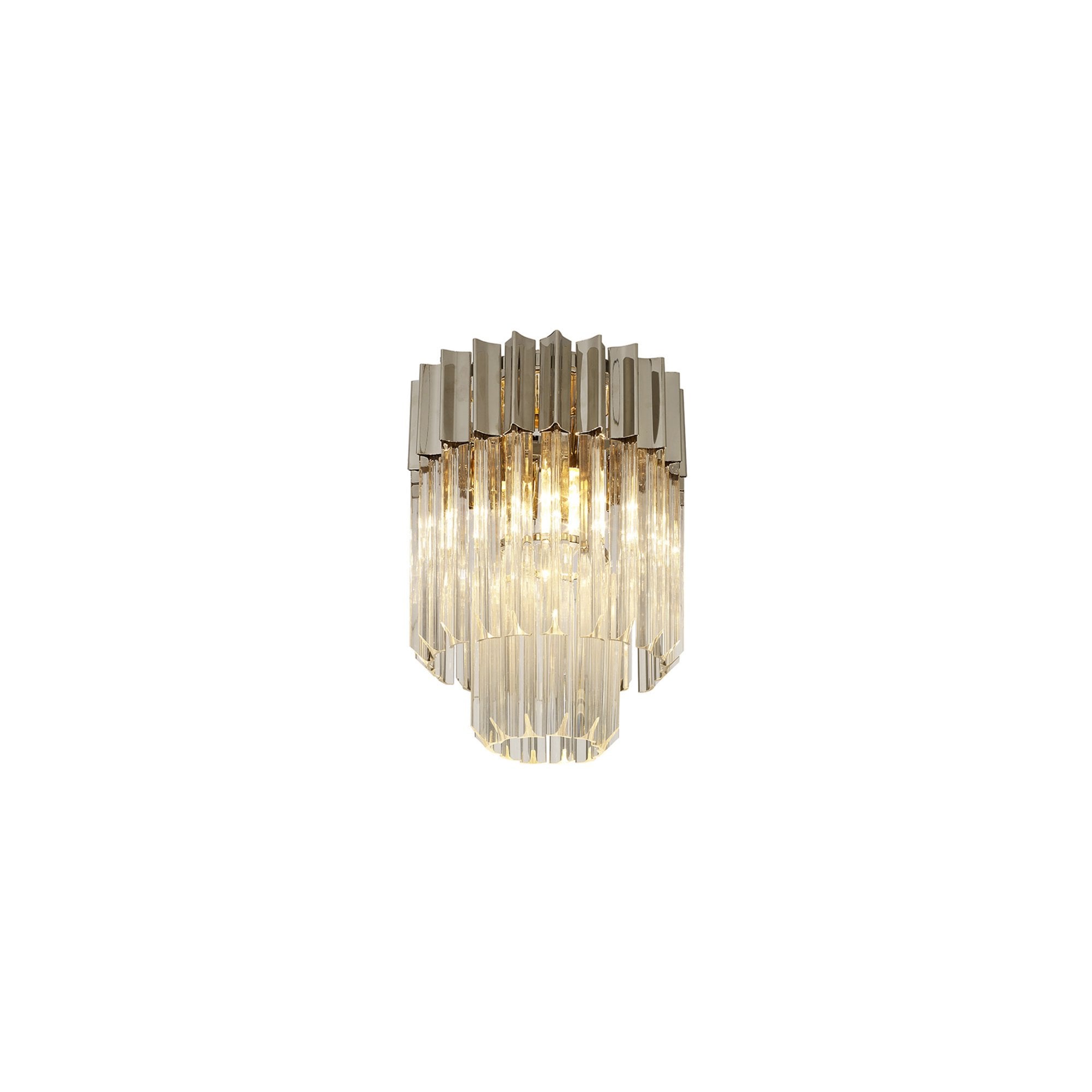 Fabula Cedar 3 Light Flush Light - Polished Nickel & Clear Sculpted Glass