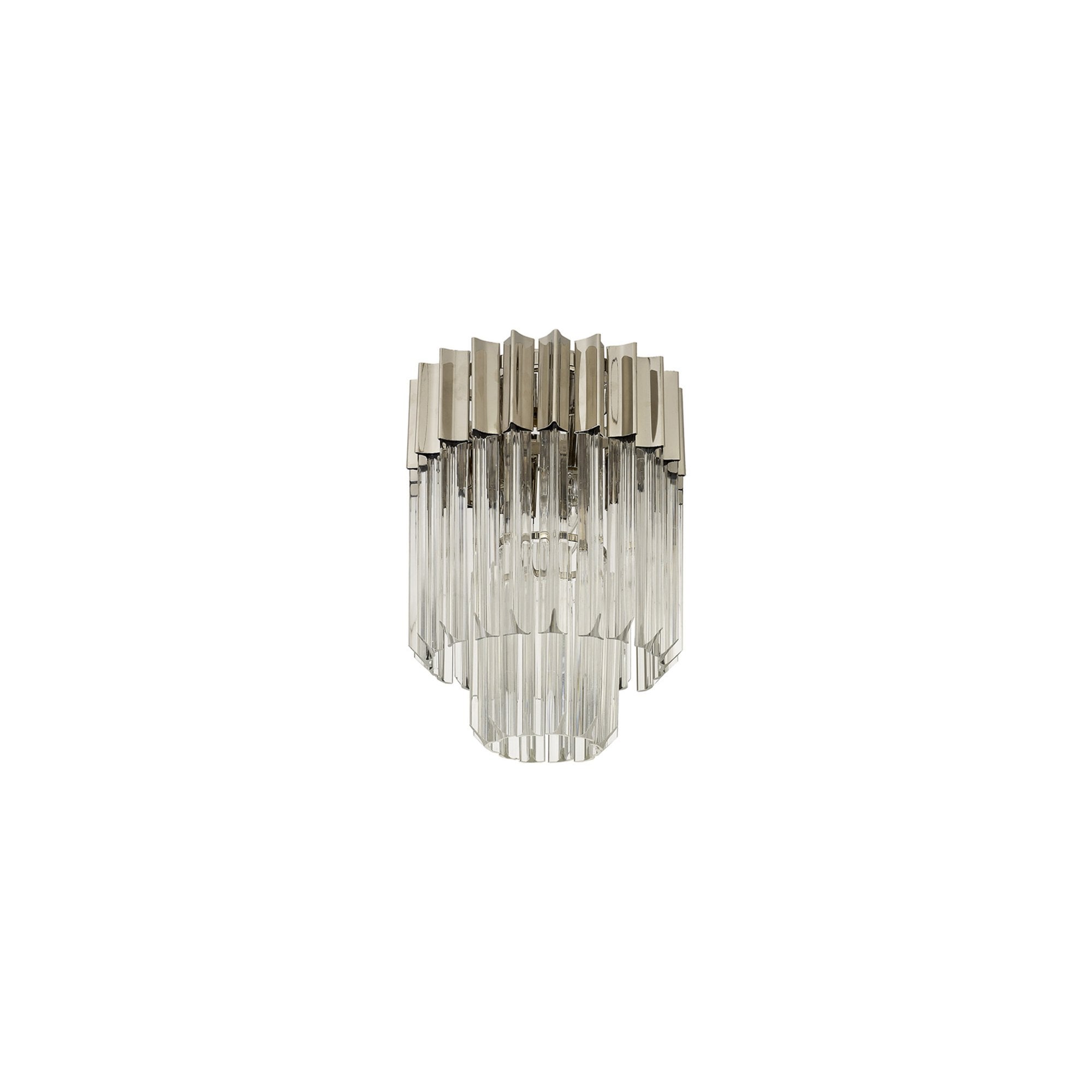 Fabula Cedar 3 Light Flush Light - Polished Nickel & Clear Sculpted Glass