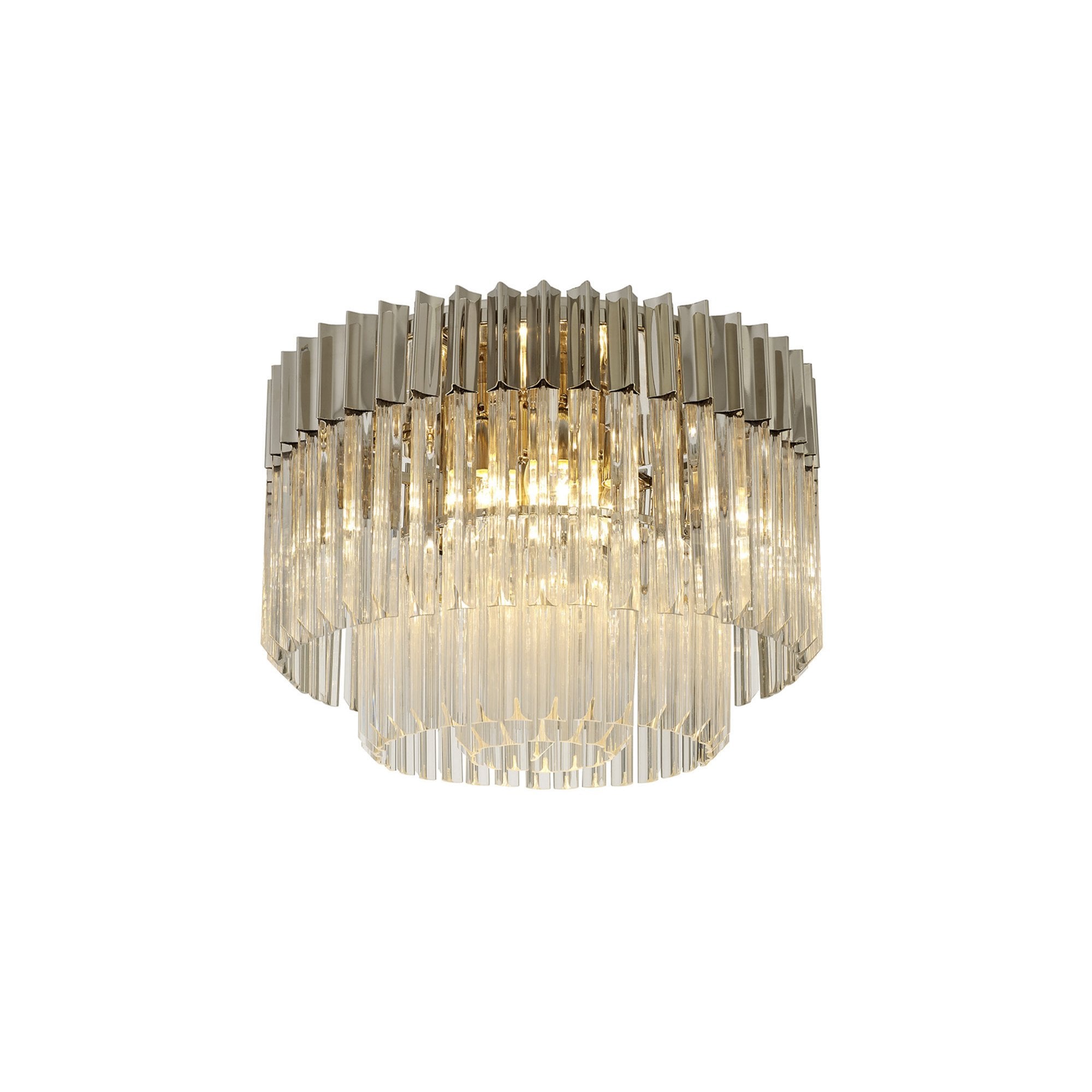 Fabula Cedar 7 Light Flush Light - Polished Nickel & Clear Sculpted Glass