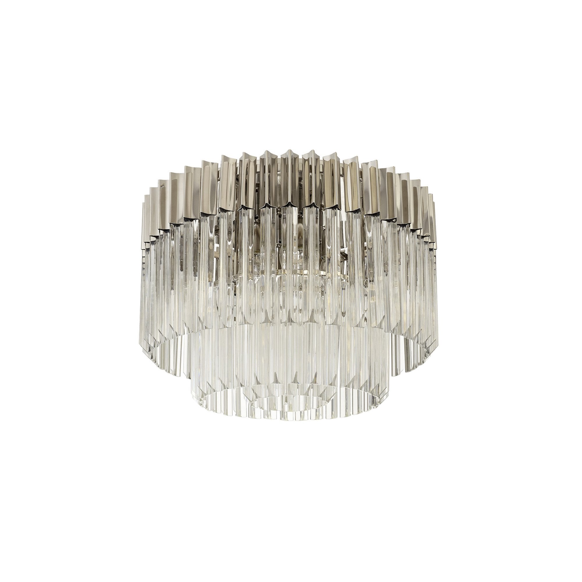 Fabula Cedar 7 Light Flush Light - Polished Nickel & Clear Sculpted Glass
