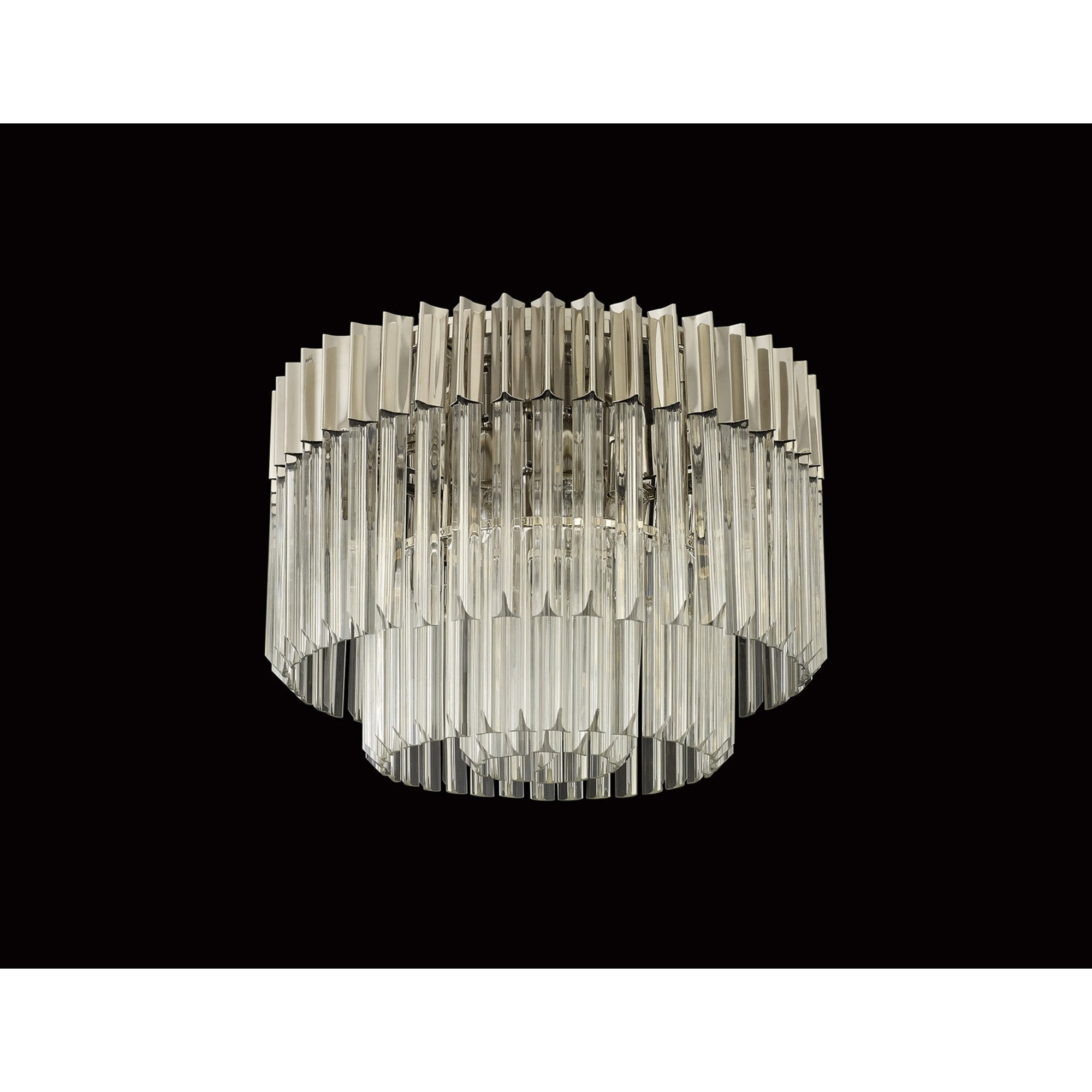 Fabula Cedar 7 Light Flush Light - Polished Nickel & Clear Sculpted Glass
