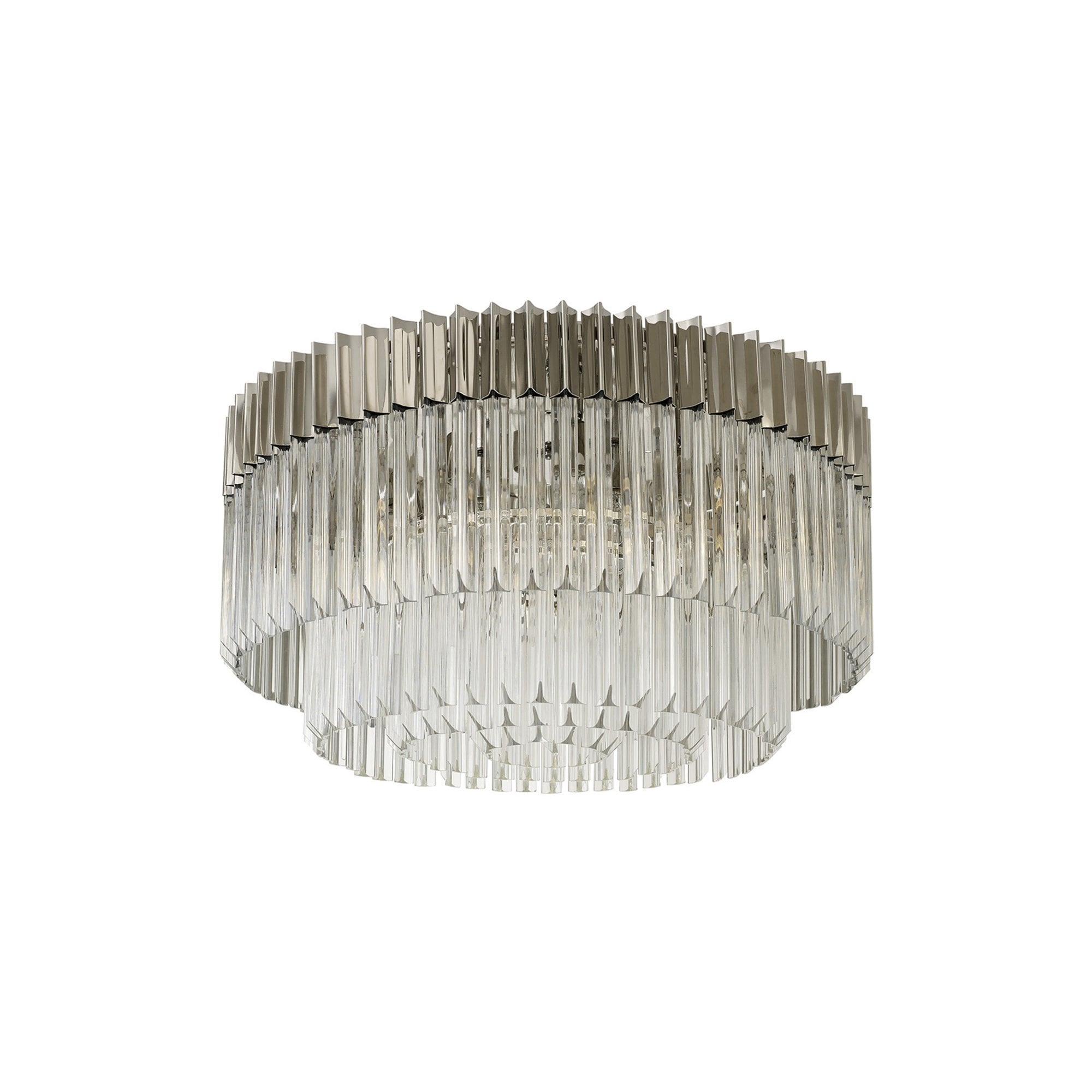 Fabula Cedar 12 Light Flush Light - Polished Nickel & Clear Sculpted Glass