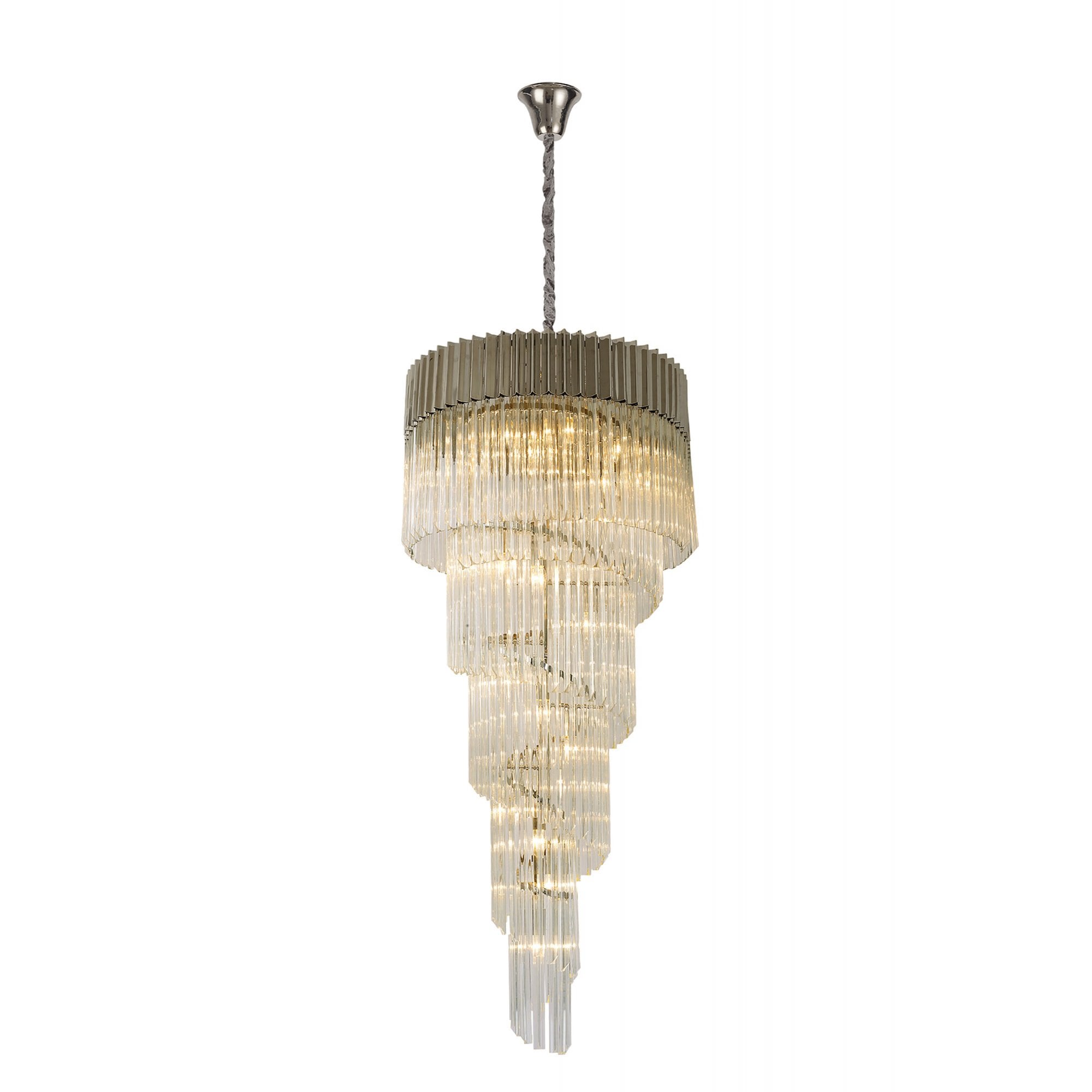 Fabula Cedar 23 Light Pendant - Polished Nickel & Clear Sculpted Glass