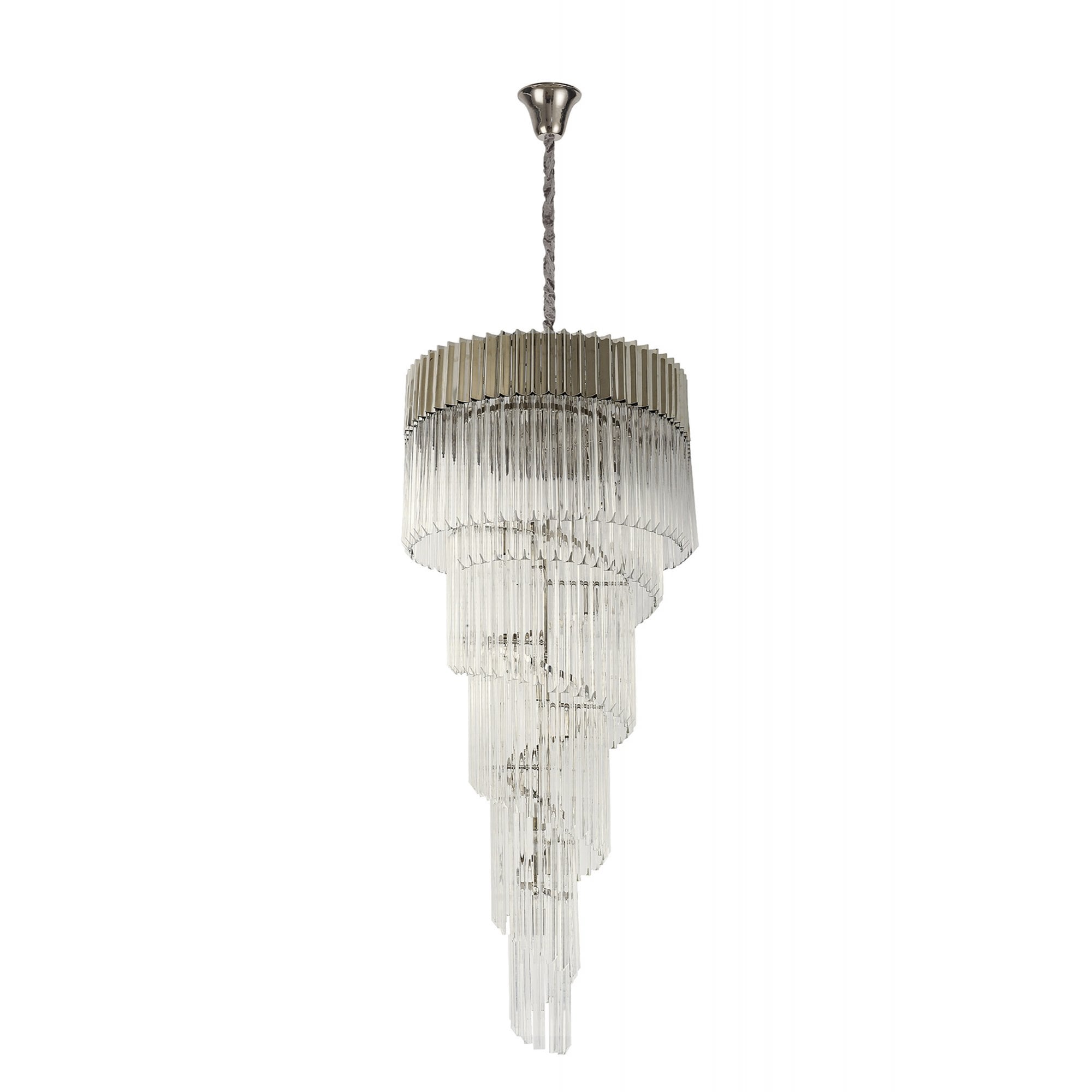 Fabula Cedar 23 Light Pendant - Polished Nickel & Clear Sculpted Glass