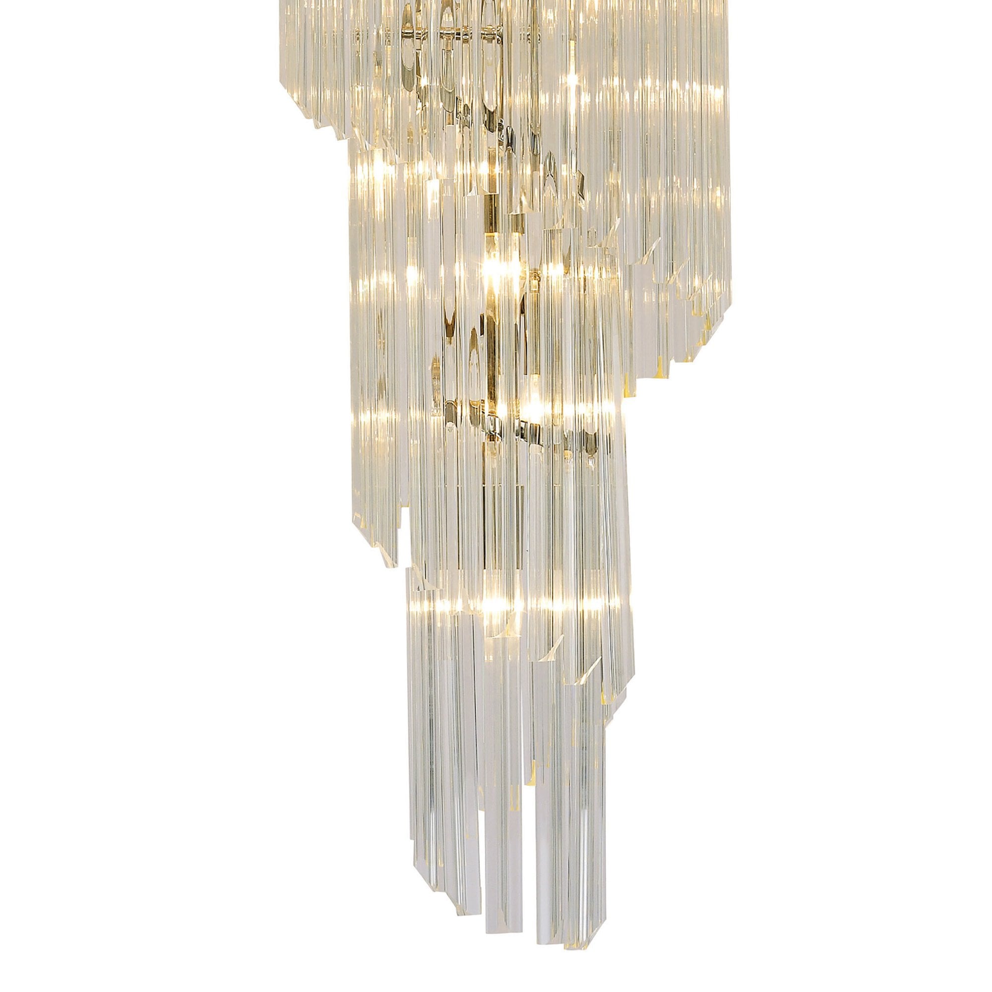 Fabula Cedar 23 Light Pendant - Polished Nickel & Clear Sculpted Glass
