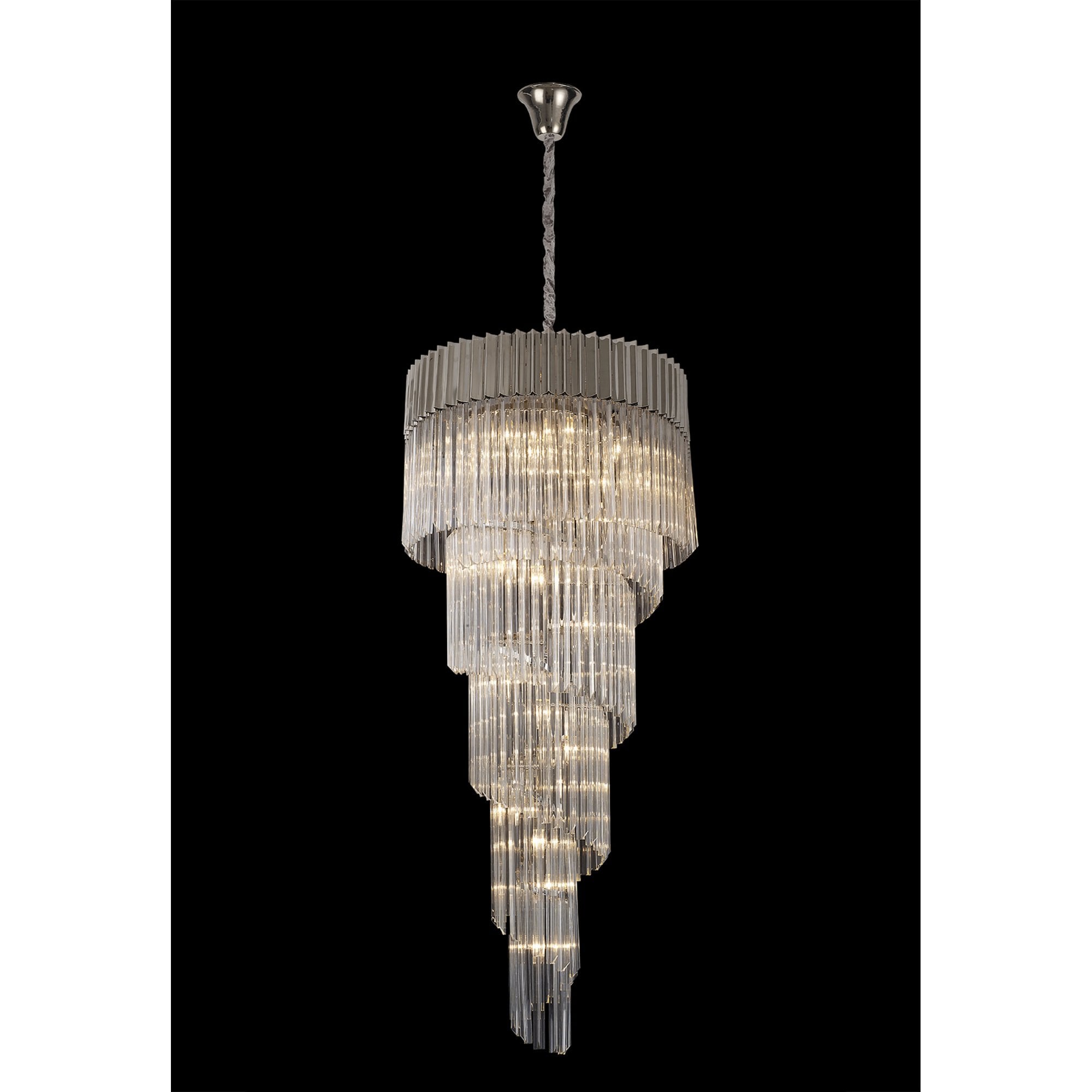 Fabula Cedar 23 Light Pendant - Polished Nickel & Clear Sculpted Glass