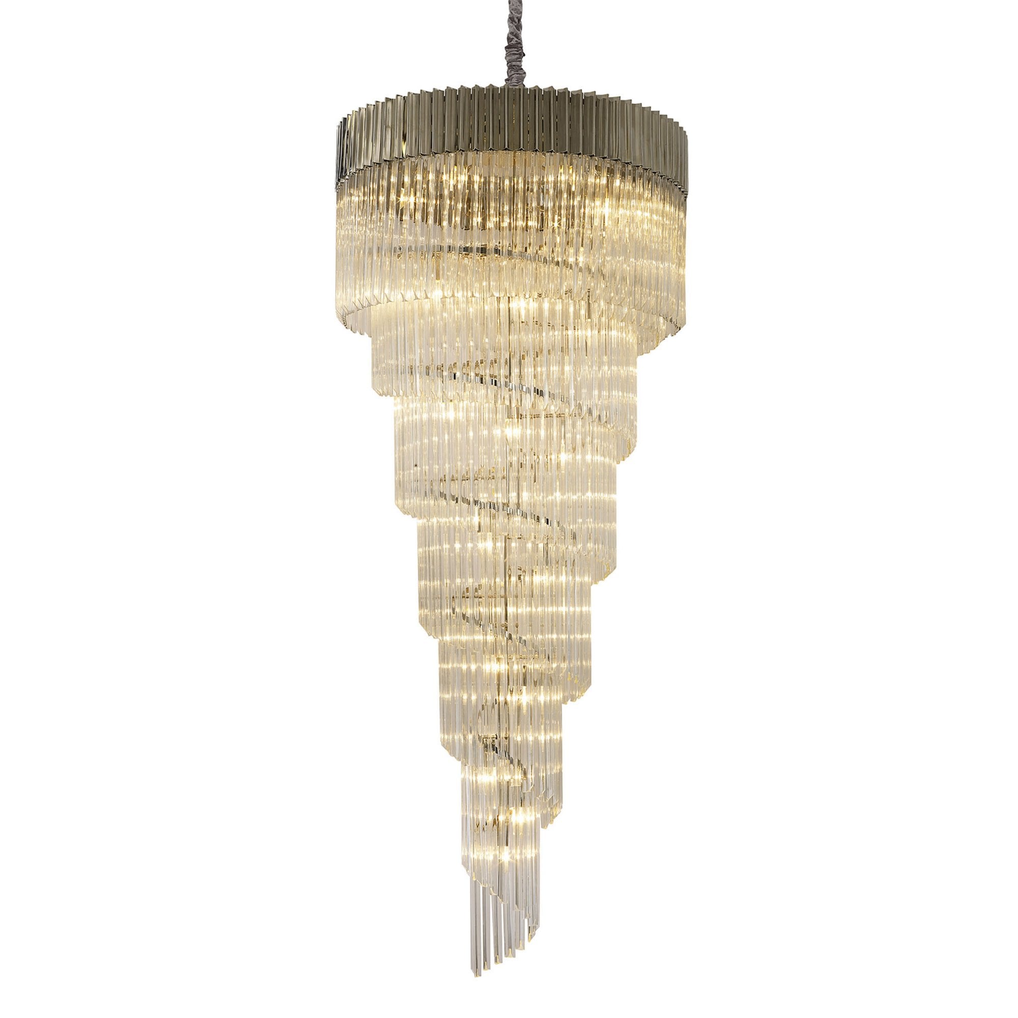 Fabula Cedar 31 Light Pendant - Polished Nickel & Clear Sculpted Glass