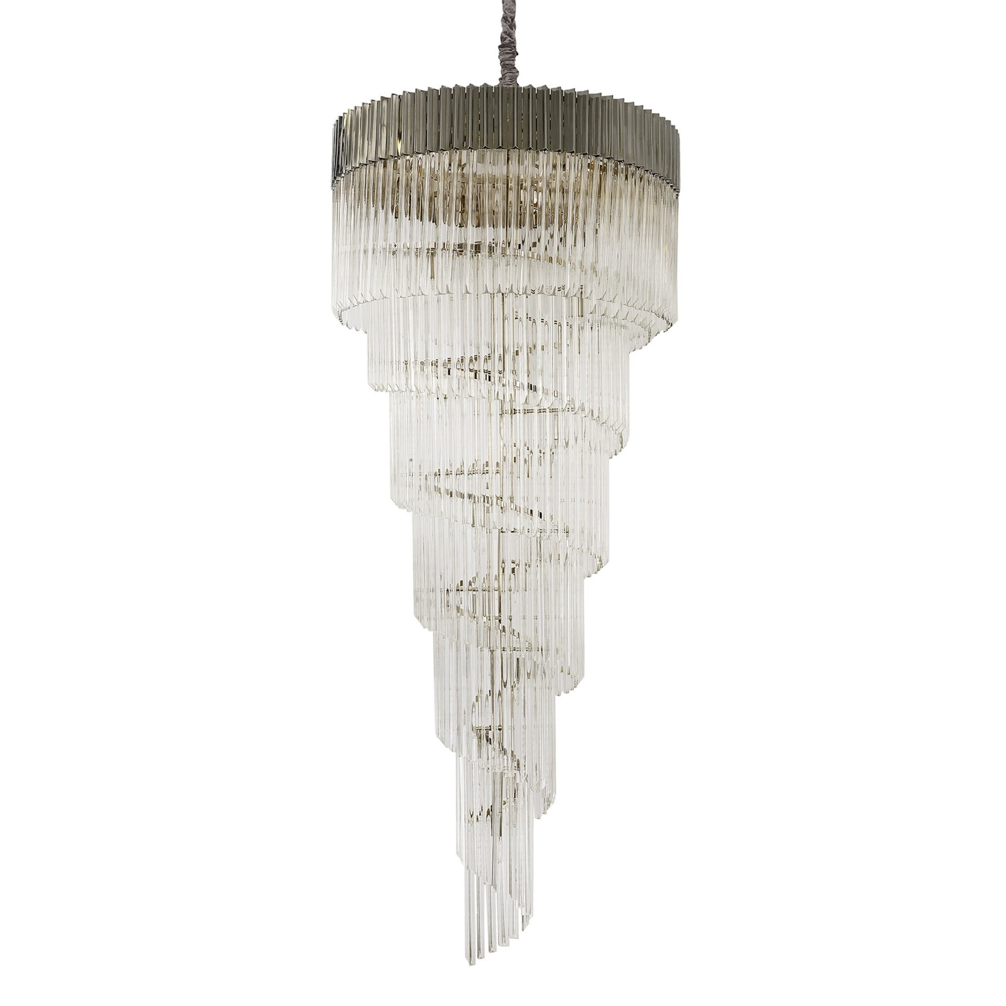 Fabula Cedar 31 Light Pendant - Polished Nickel & Clear Sculpted Glass