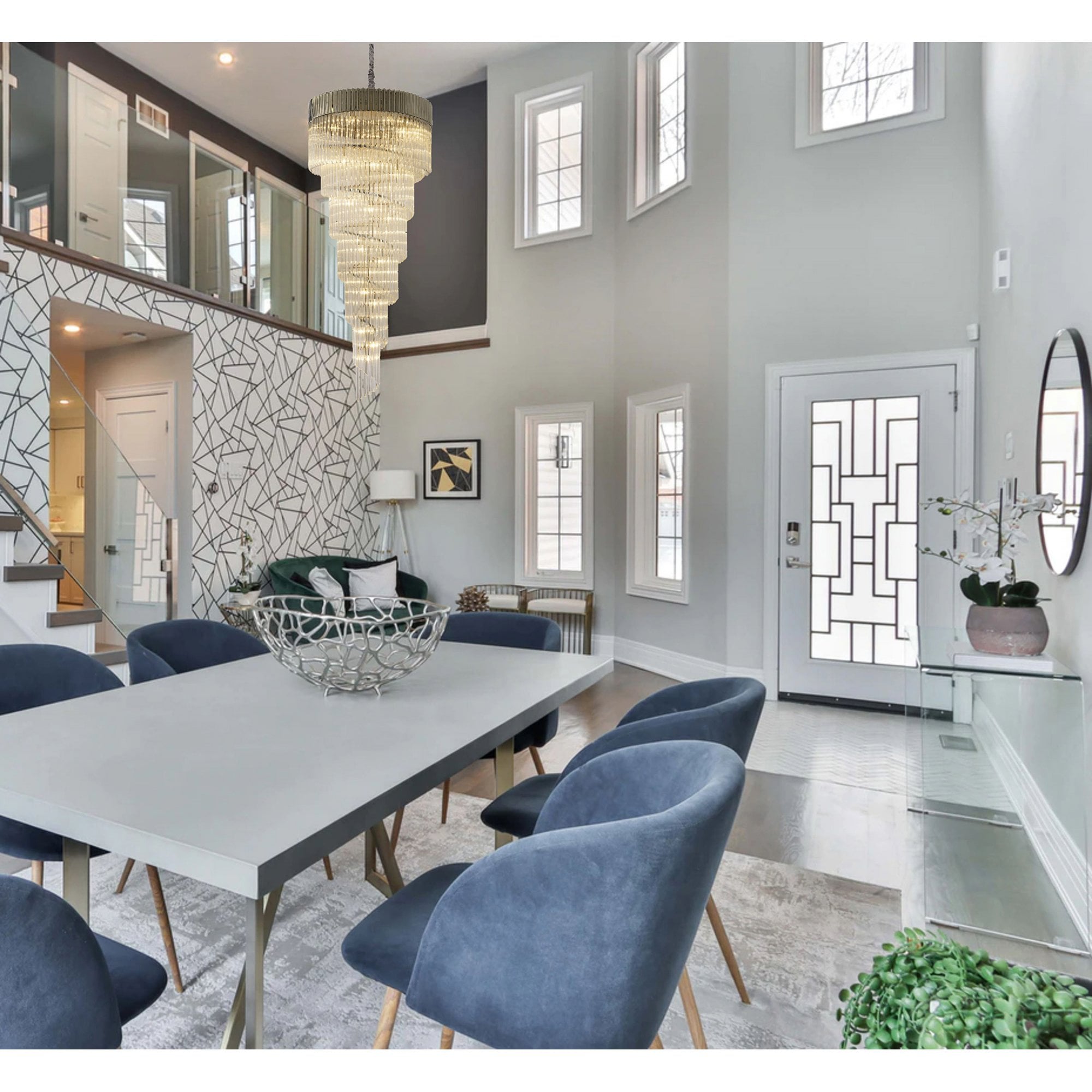 Fabula Cedar 31 Light Pendant - Polished Nickel & Clear Sculpted Glass