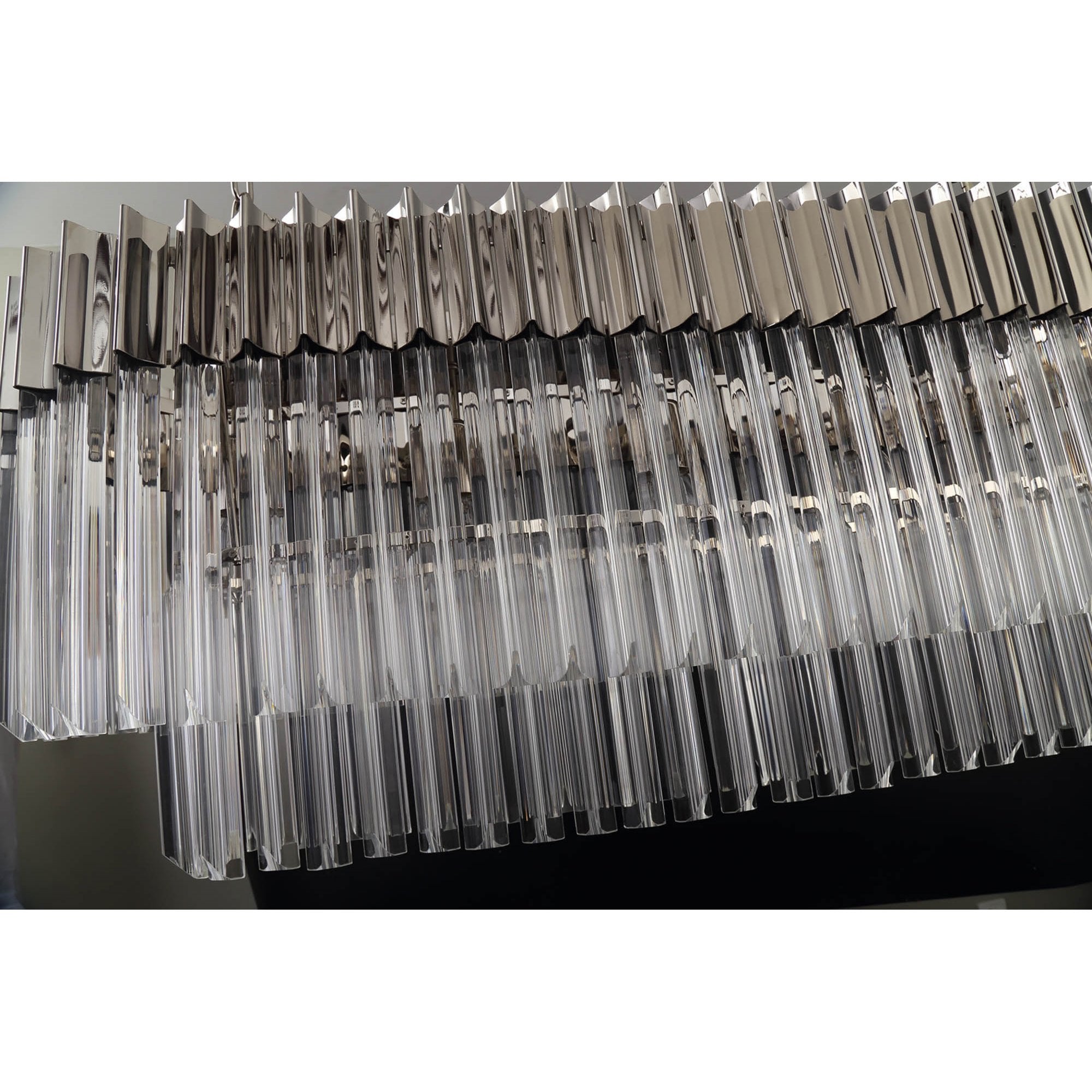 Fabula Cedar 5 Light Rectangular Pendant - Polished Nickel & Clear Sculpted Glass