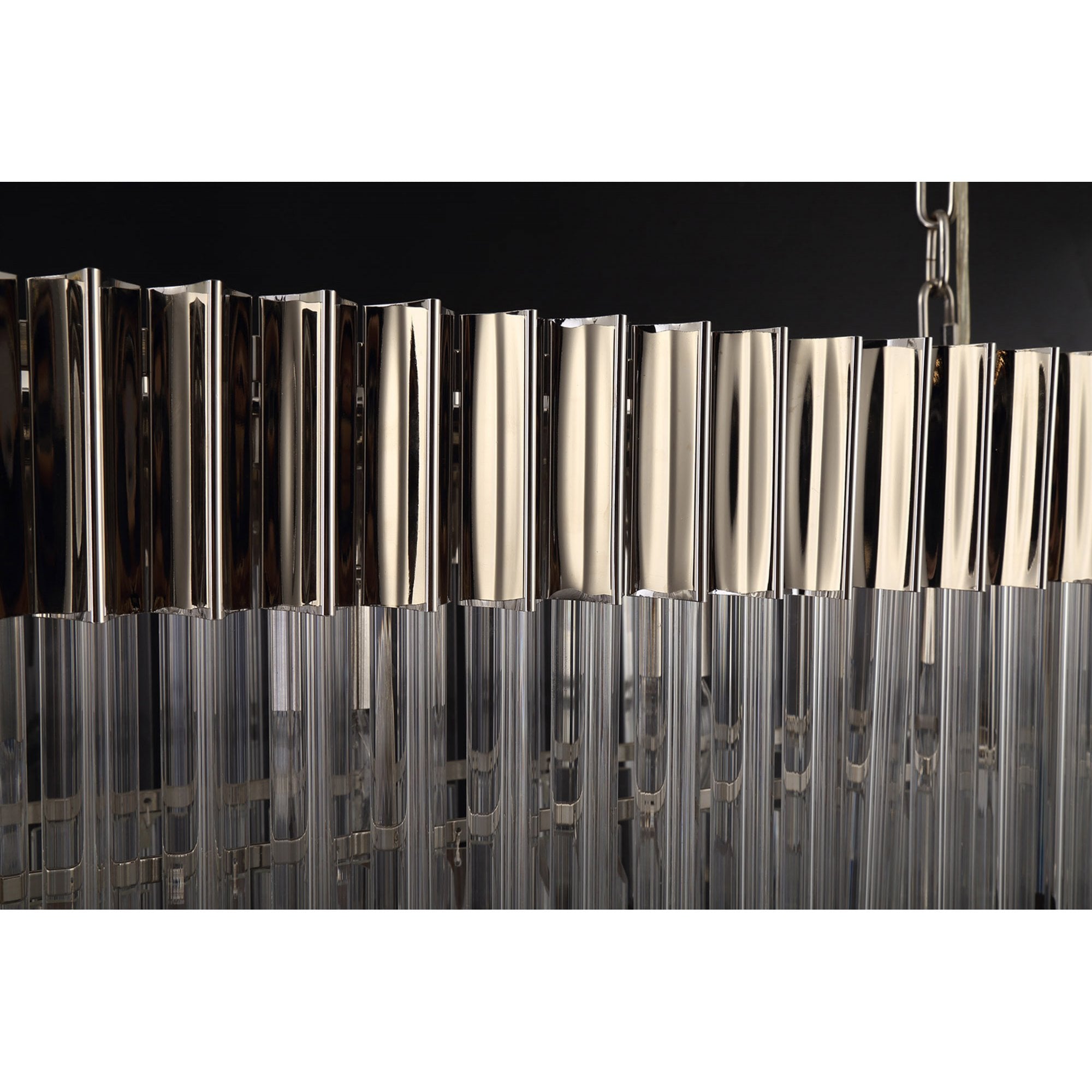 Fabula Cedar 5 Light Rectangular Pendant - Polished Nickel & Clear Sculpted Glass