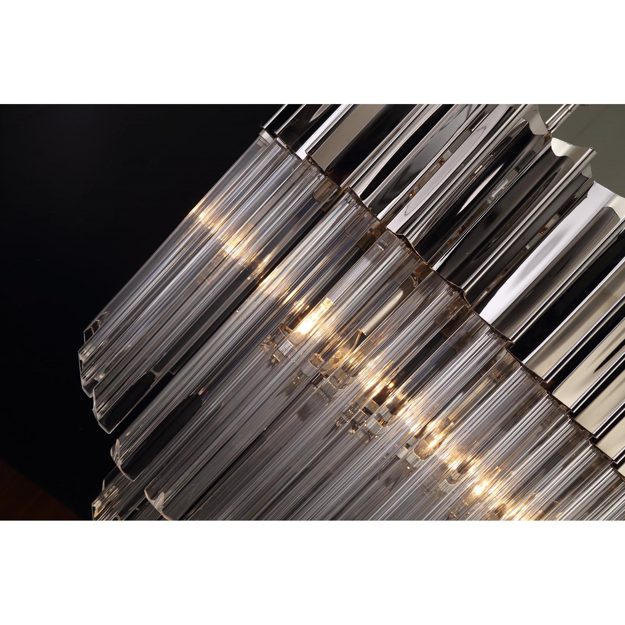 Fabula Cedar 5 Light Rectangular Pendant - Polished Nickel & Clear Sculpted Glass