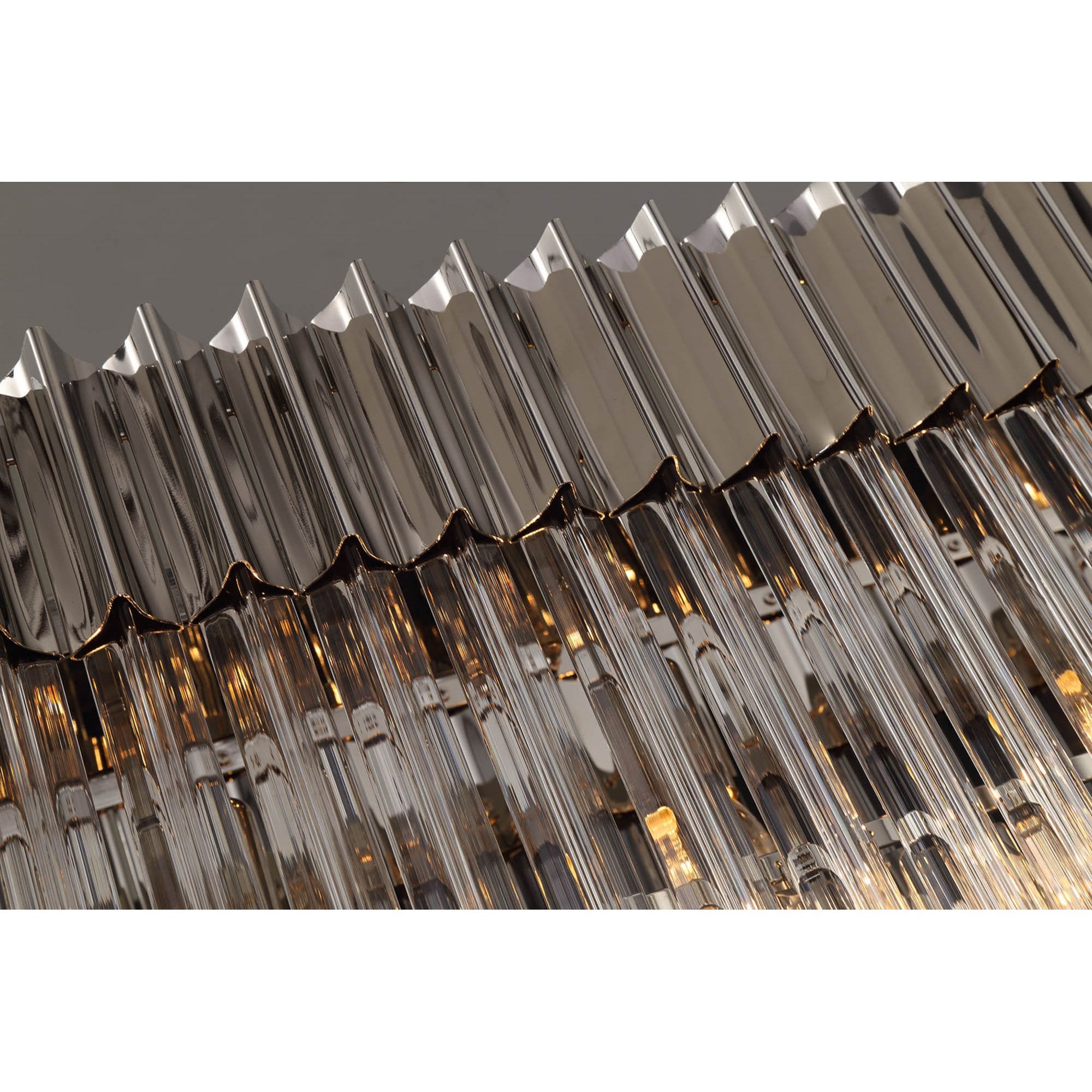 Fabula Cedar 5 Light Rectangular Pendant - Polished Nickel & Clear Sculpted Glass